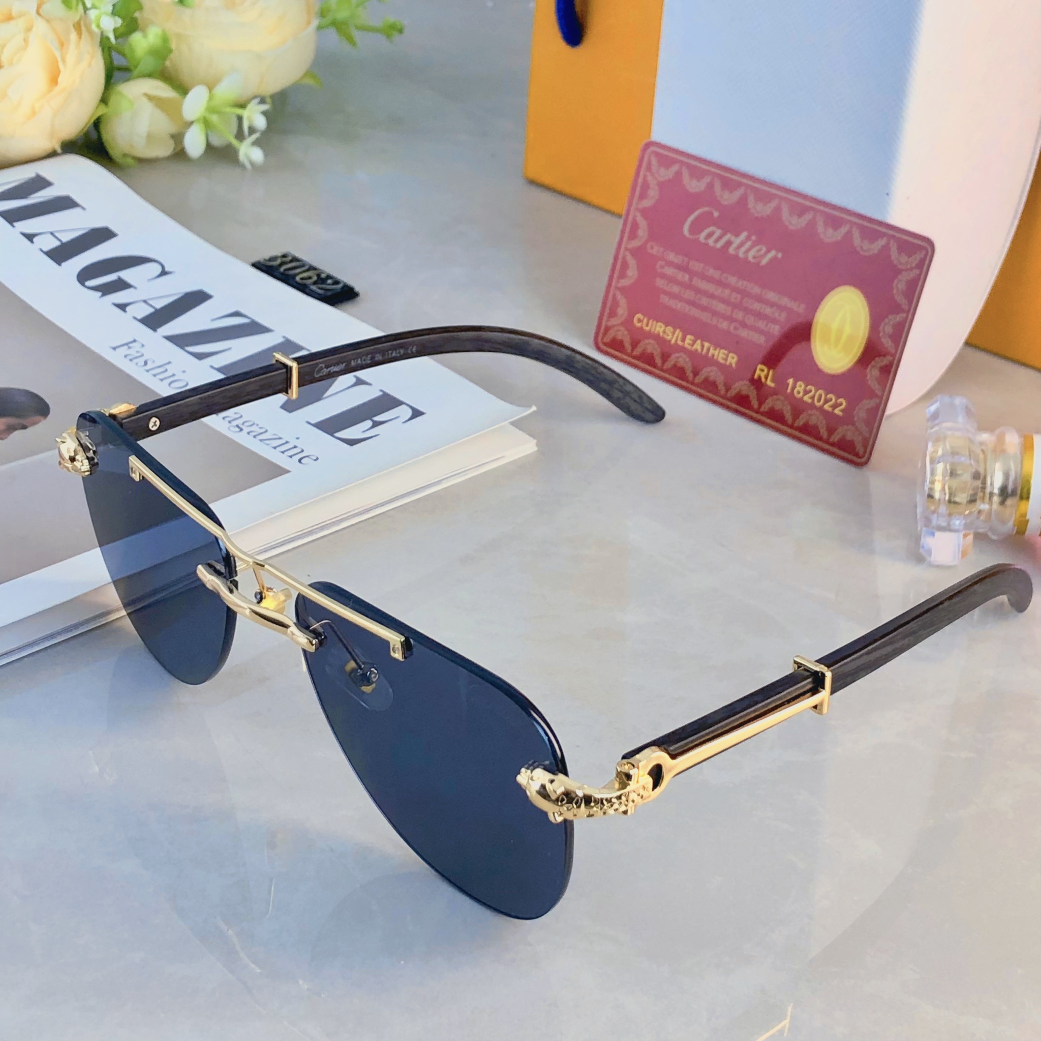 🔥🔥Cartie*新款潮流复古金属双梁太阳眼镜 ins个性无框户外开车休闲防晒墨镜
