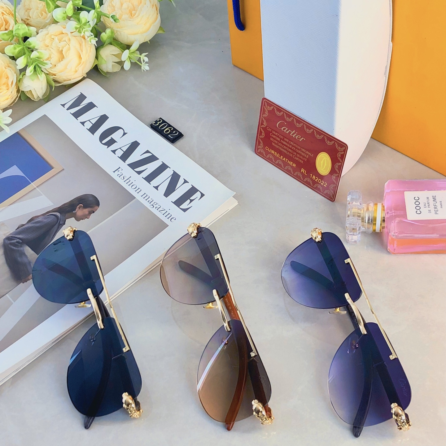 🔥🔥Cartie*新款潮流复古金属双梁太阳眼镜 ins个性无框户外开车休闲防晒墨镜