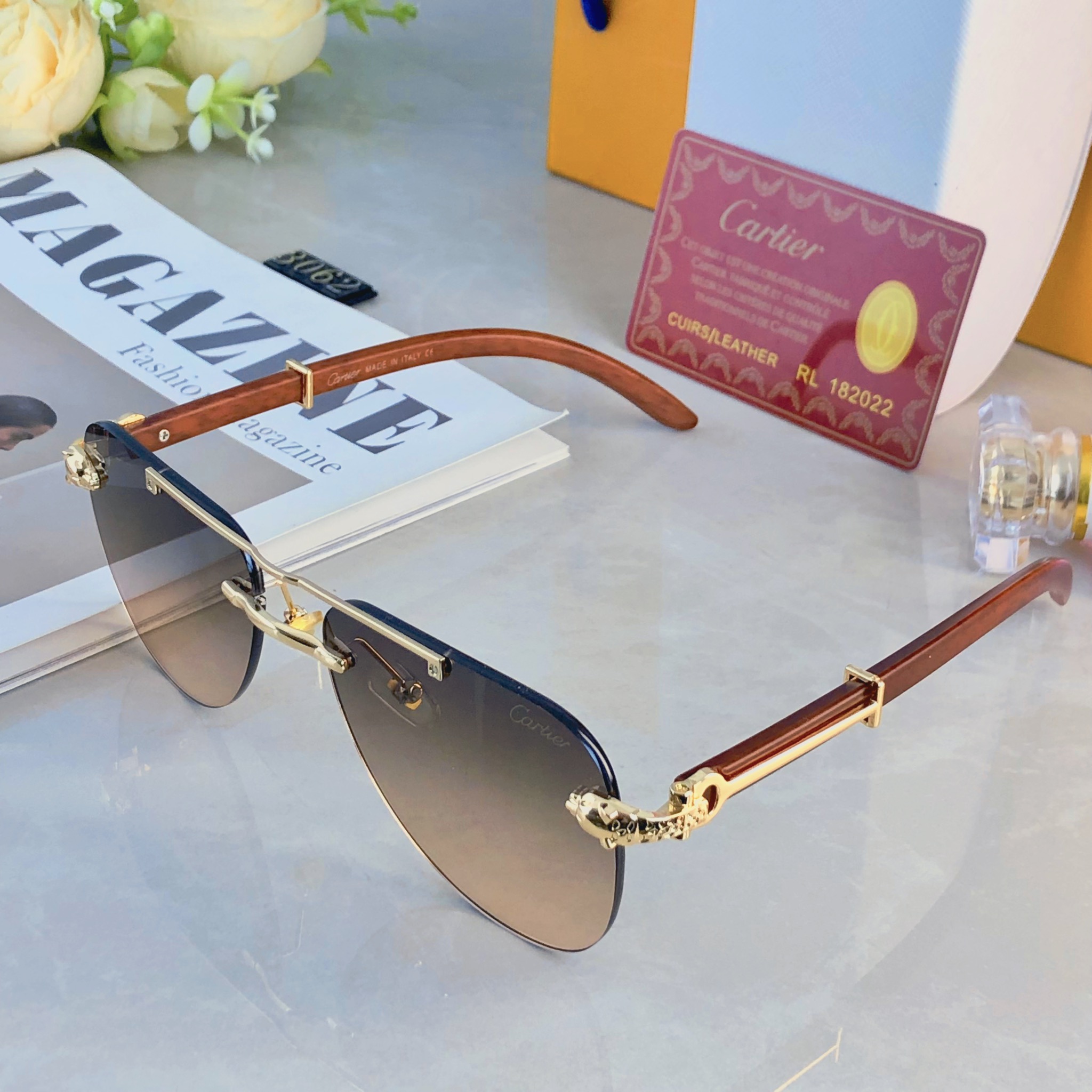 🔥🔥Cartie*新款潮流复古金属双梁太阳眼镜 ins个性无框户外开车休闲防晒墨镜