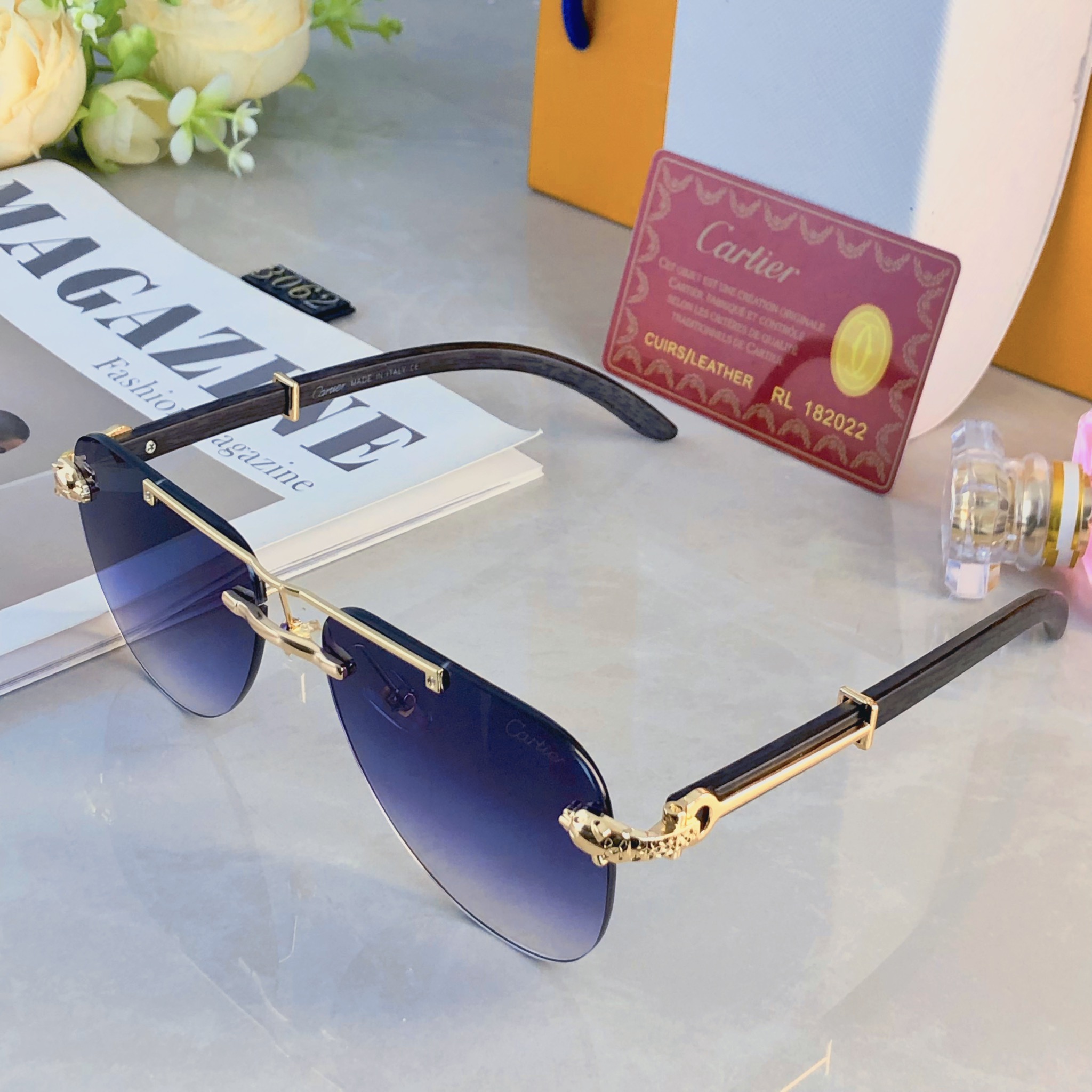 🔥🔥Cartie*新款潮流复古金属双梁太阳眼镜 ins个性无框户外开车休闲防晒墨镜