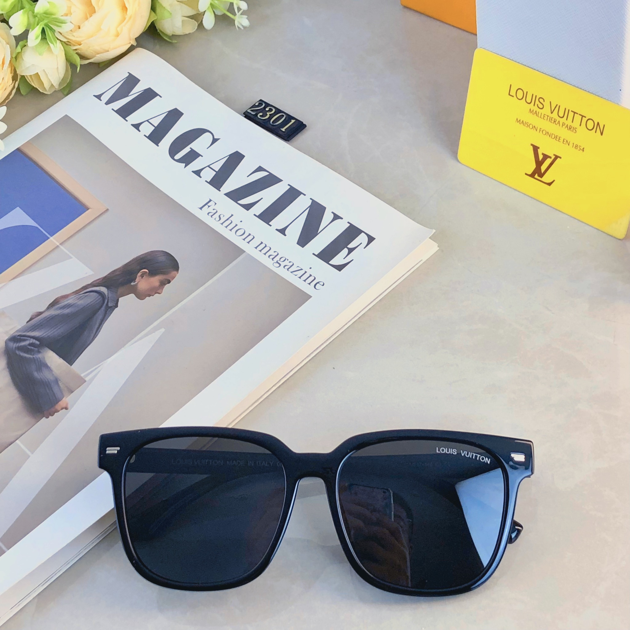 🔥🔥Louis vuitto*韩版时尚大框方形墨镜男女百搭情侣款大脸显脸小太阳镜防紫外线潮