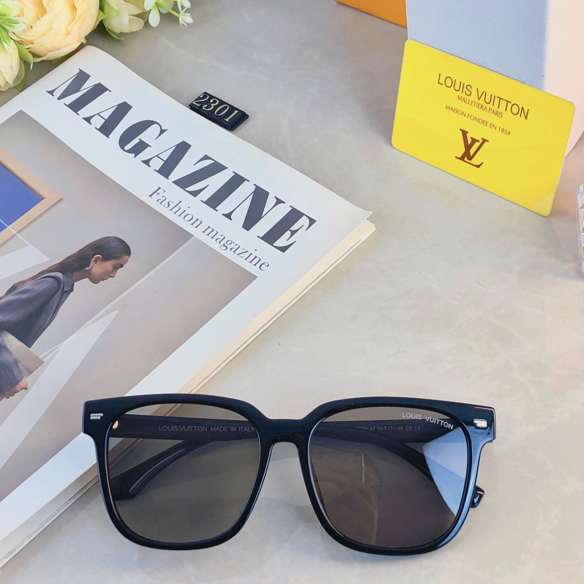 🔥🔥Louis vuitto*韩版时尚大框方形墨镜男女百搭情侣款大脸显脸小太阳镜防紫外线潮