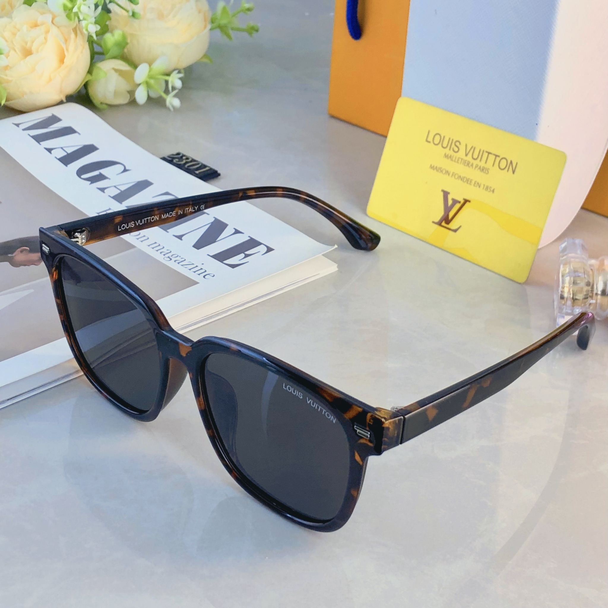 🔥🔥Louis vuitto*韩版时尚大框方形墨镜男女百搭情侣款大脸显脸小太阳镜防紫外线潮