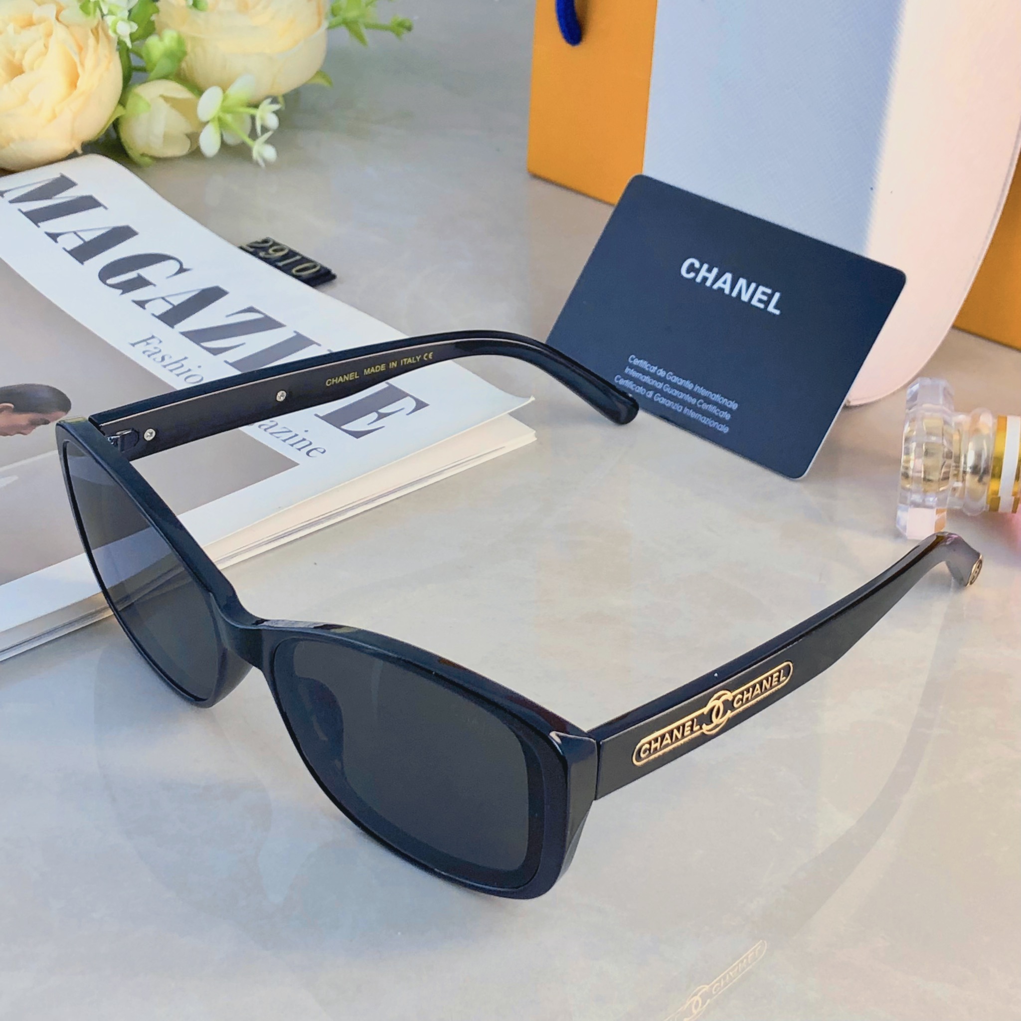 🔥🔥Chane*小香墨镜女时尚潮流防紫外线复古辣妹旅行防晒开车高颜值太阳镜男