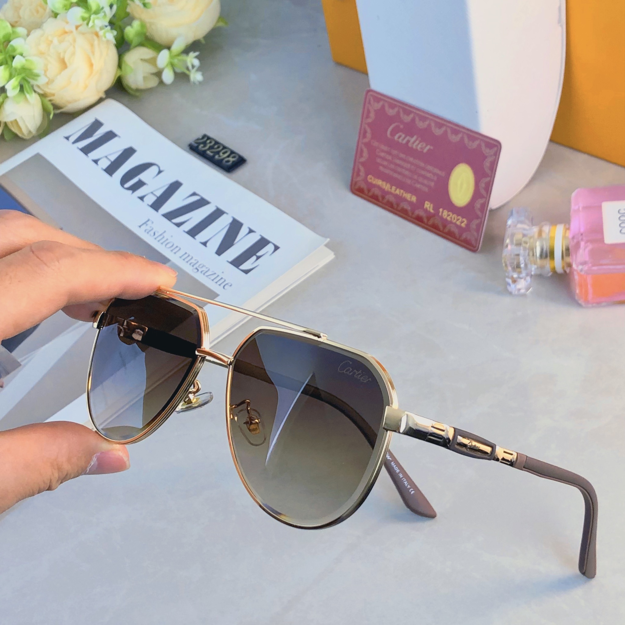 🔥🔥Cartie*双梁轻奢感时尚多边形墨镜金属欧美休闲度假太阳眼镜聚会