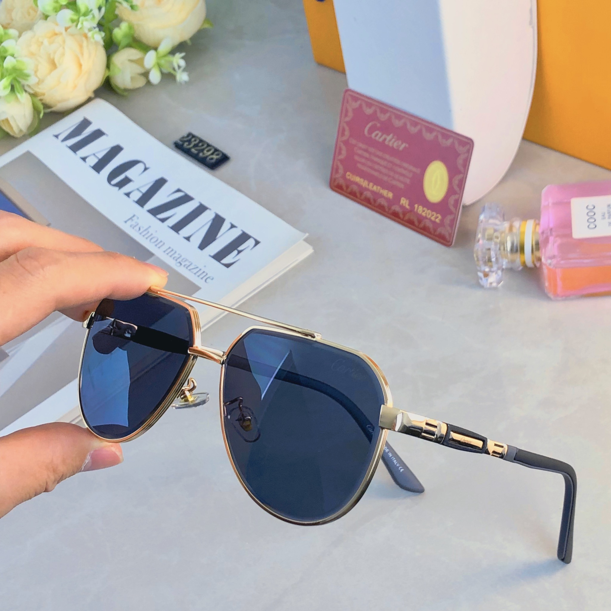 🔥🔥Cartie*双梁轻奢感时尚多边形墨镜金属欧美休闲度假太阳眼镜聚会