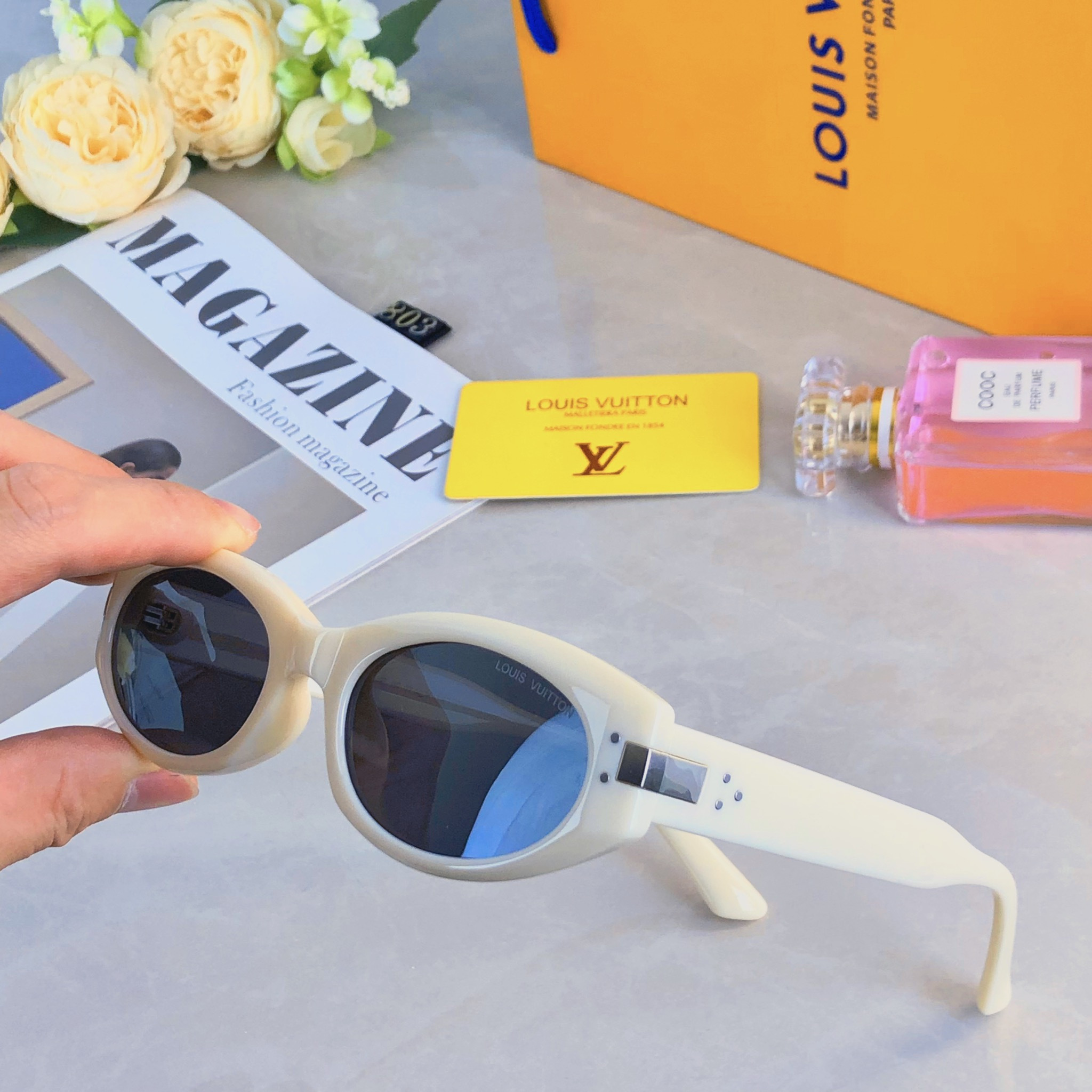 。。Louis vuitto*猫眼复古小框墨镜男款高级感痞帅眼镜偏光防紫外线太阳镜女潮