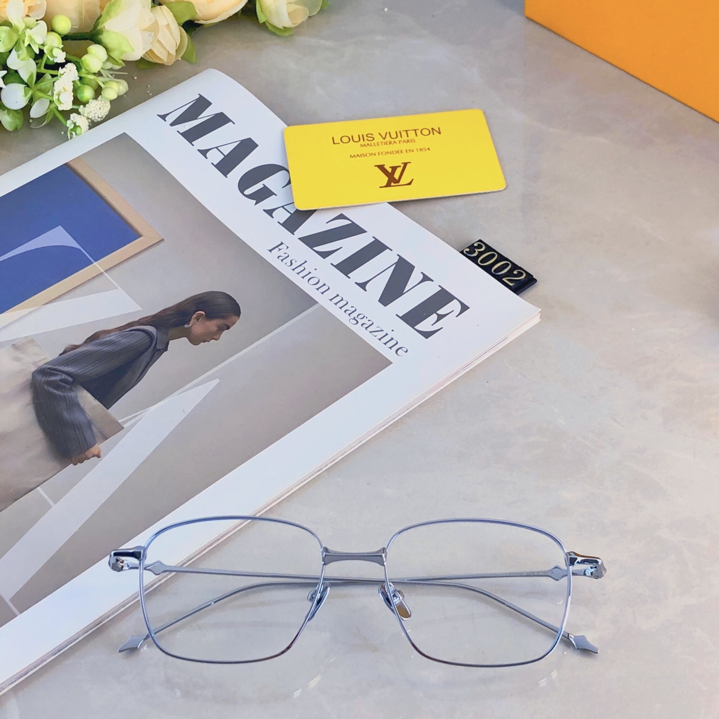 。。Louis vuitto*宋祖儿同款银色方框眼镜女近视可配度数高智感显脸小防蓝光眼睛架