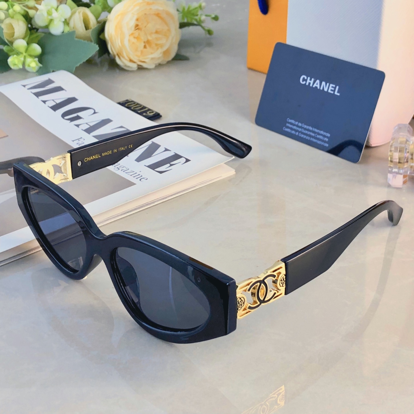 。。Chane*高级感欧美辣妹墨镜女网红大框防紫外线防晒显脸小太阳镜