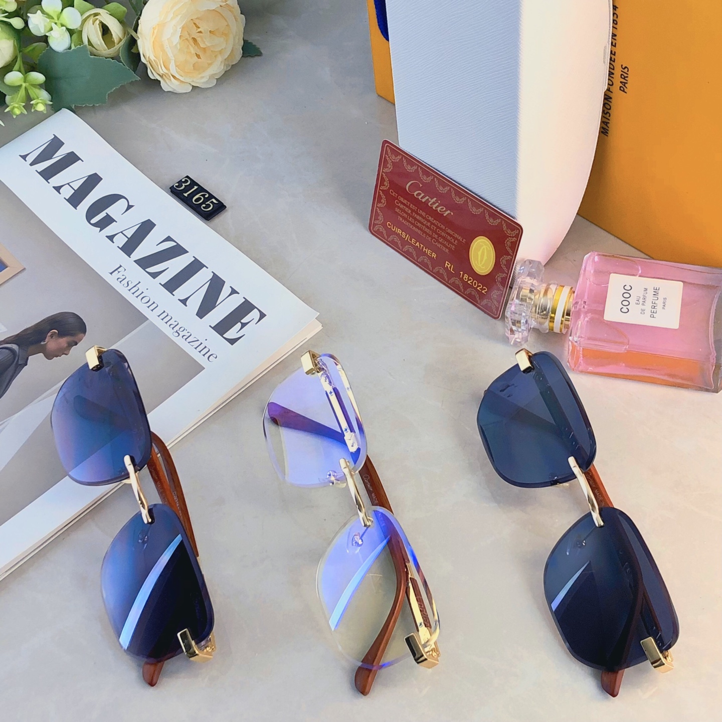 。。Cartie*2026新款复古无框美式墨镜女街拍时髦简约男士太阳眼镜小窄框潮