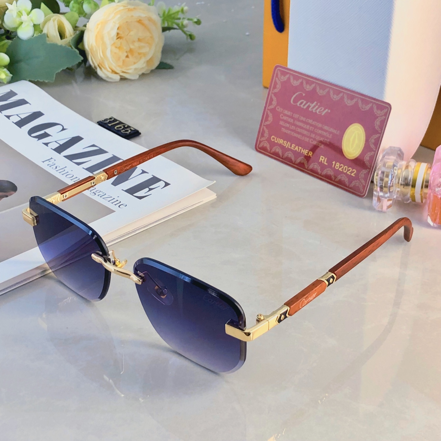 。。Cartie*2026新款复古无框美式墨镜女街拍时髦简约男士太阳眼镜小窄框潮