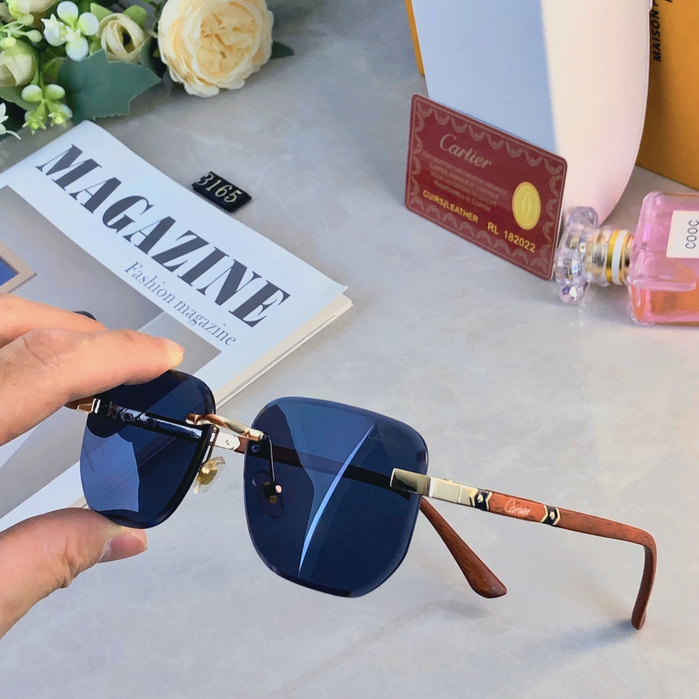 。。Cartie*2026新款复古无框美式墨镜女街拍时髦简约男士太阳眼镜小窄框潮