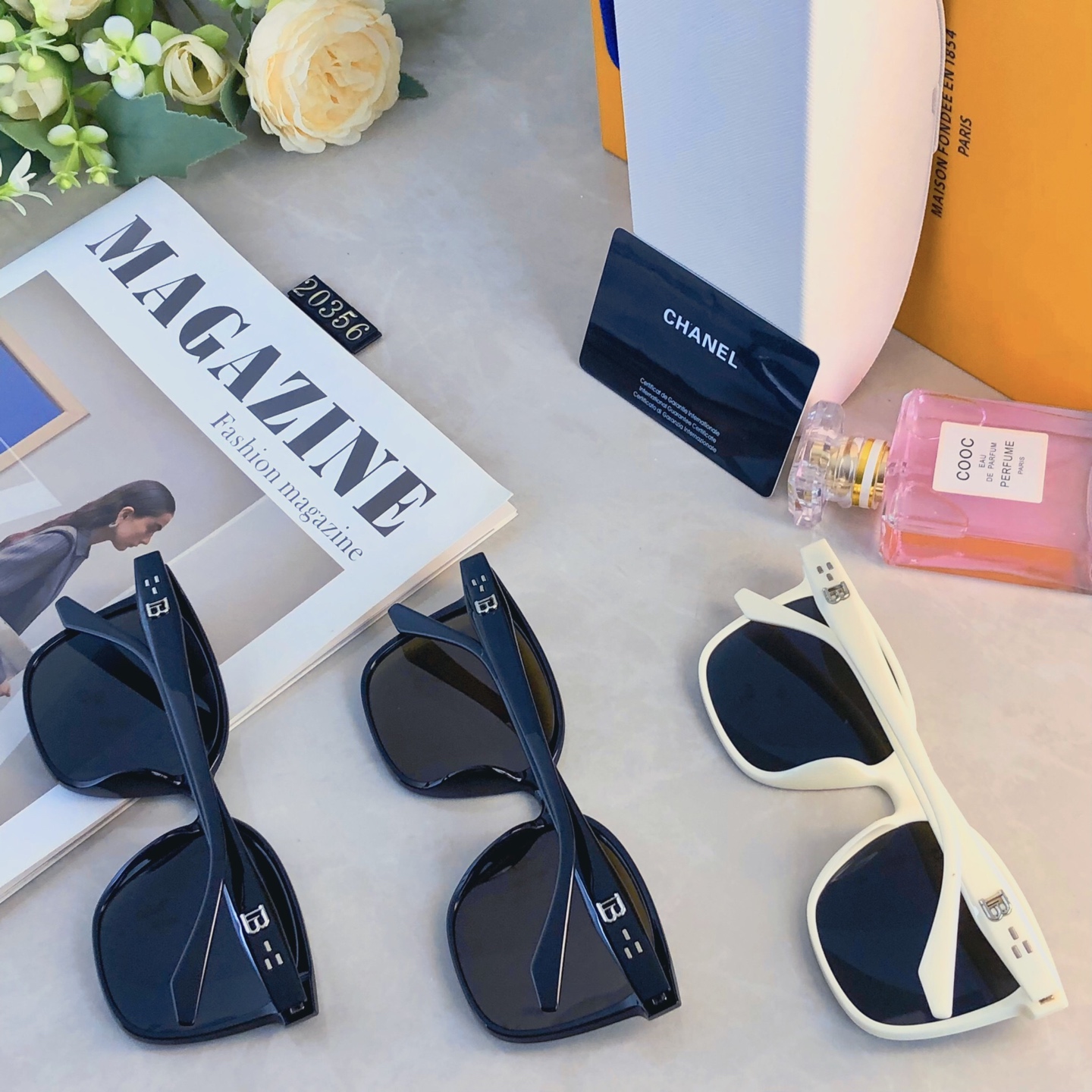 。。Chane*2026春夏高颜值墨镜方形茶色大框显脸小防紫外线太阳眼镜女高级感