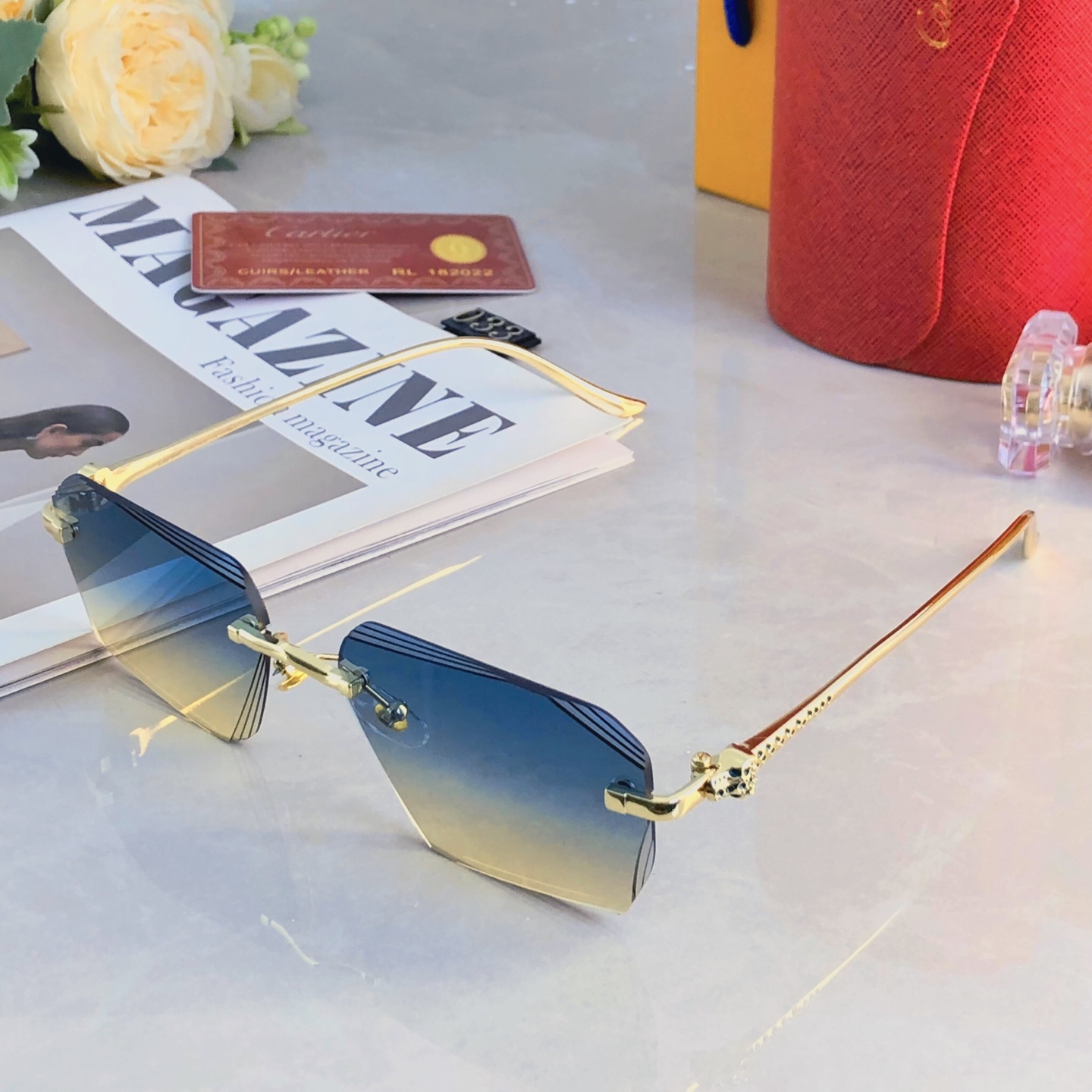 。。Cartie*2026新款切边时尚无框防晒太阳镜欧美潮流墨镜男女同款