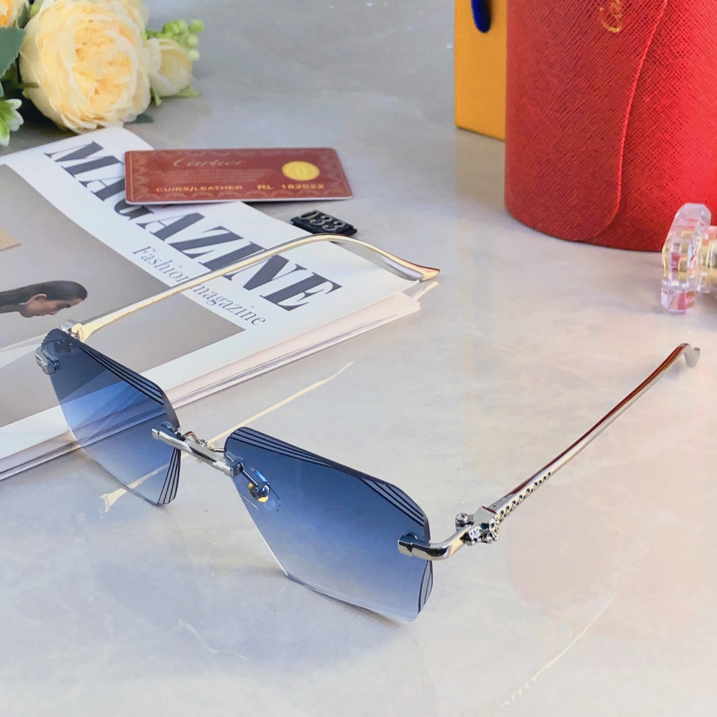 。。Cartie*2026新款切边时尚无框防晒太阳镜欧美潮流墨镜男女同款