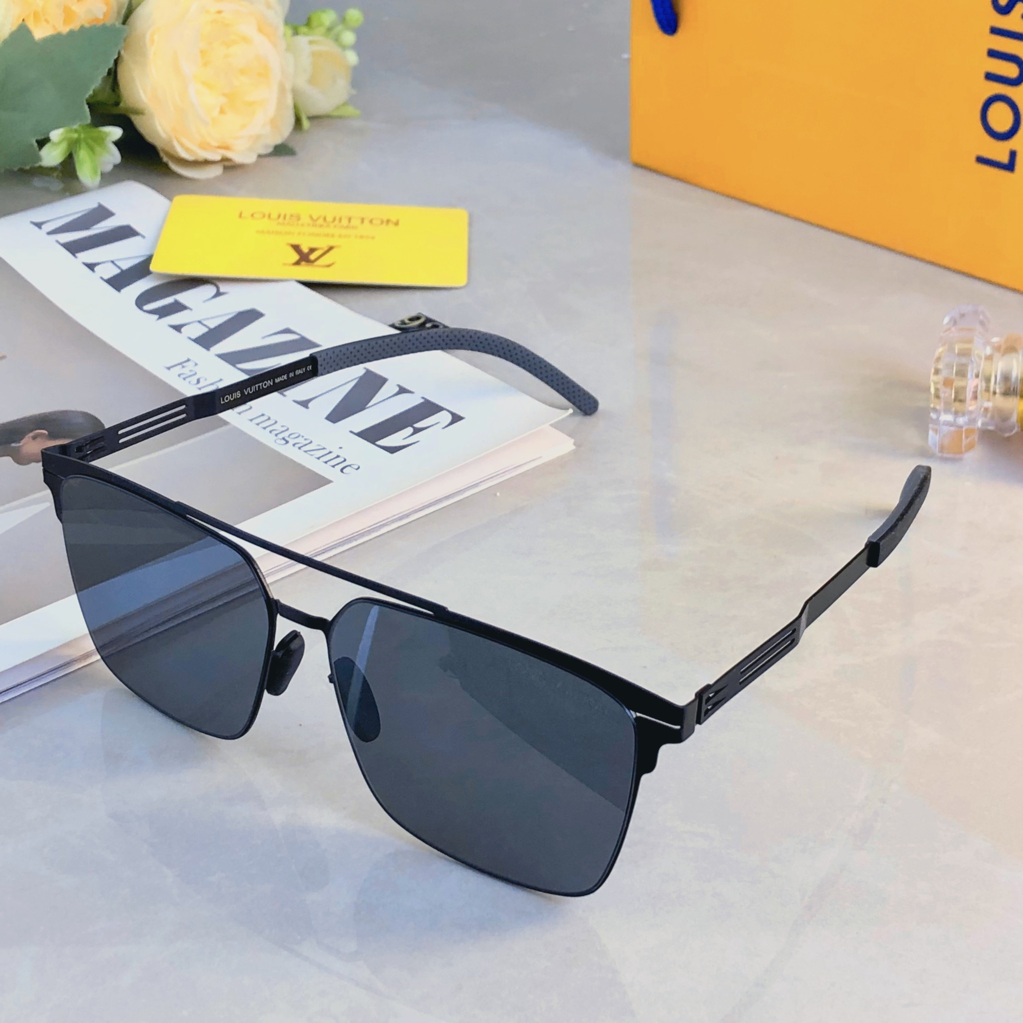 。。Louis vuitto*不锈钢双梁无螺丝男士偏光太阳镜超轻高级感太阳眼镜遮阳大框墨镜