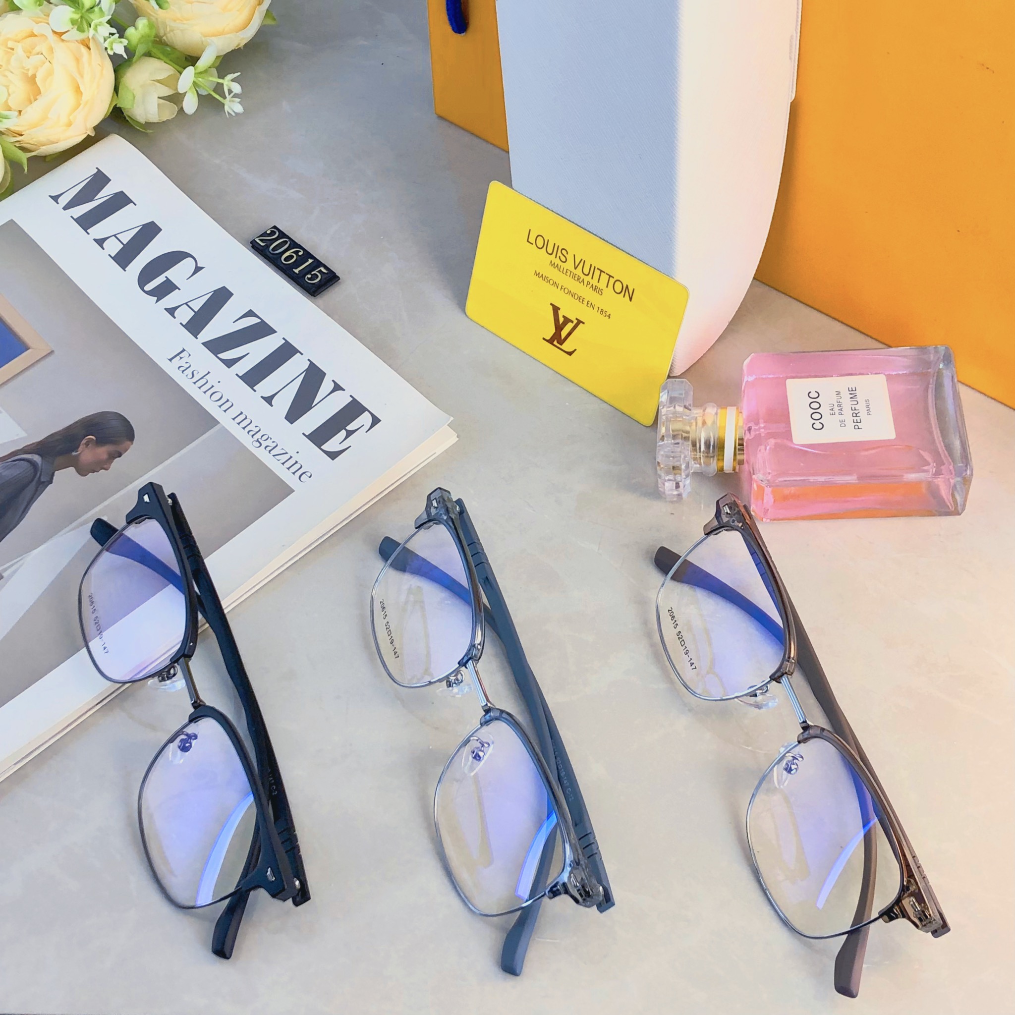 。。Louis vuitto*时尚简约半框斯文眉线框眼镜女男款近视可配度数防蓝光护眼眼镜架