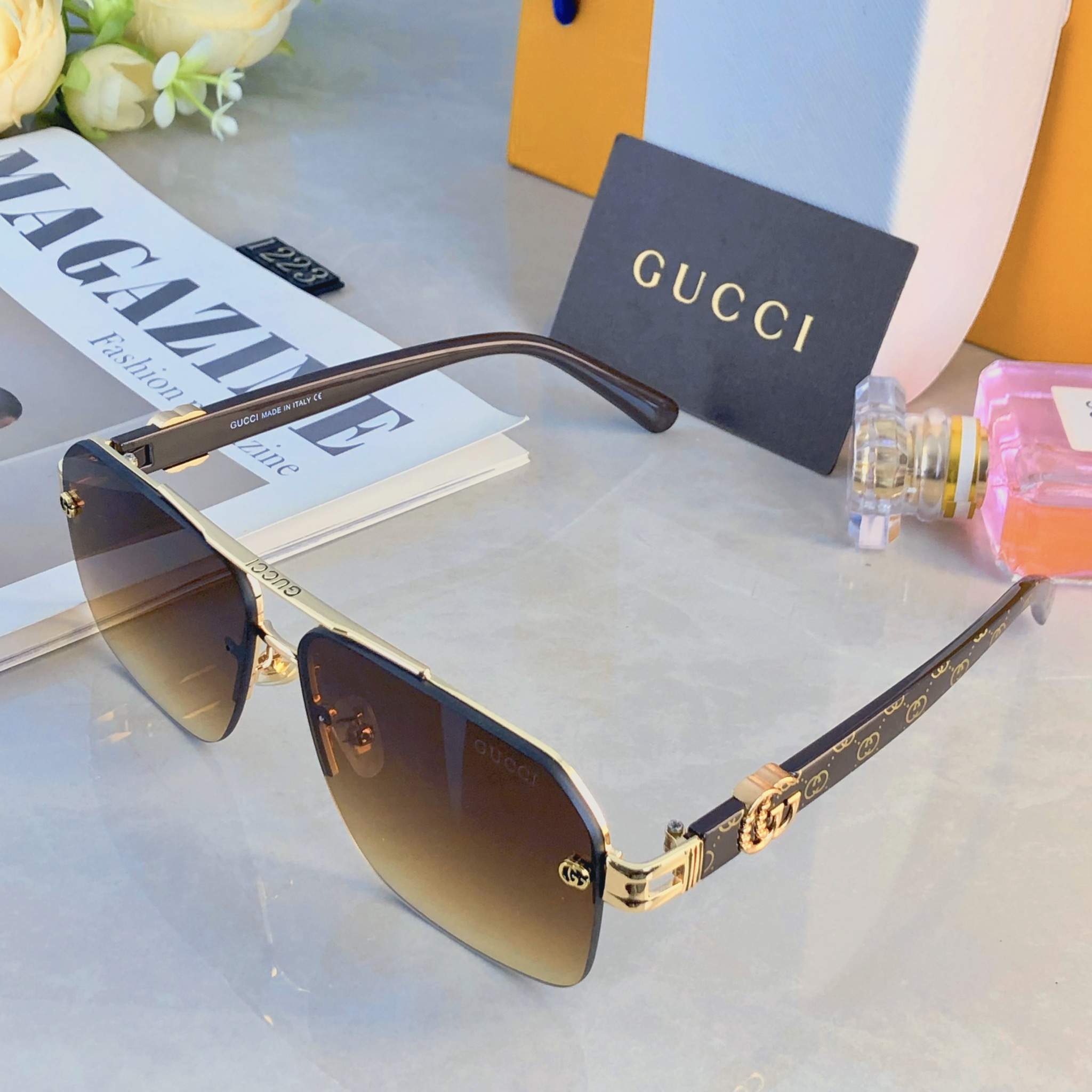 。。Gucc*复古痞帅男士双梁金属墨镜高端商务风格UV400防晒防紫外线太阳镜