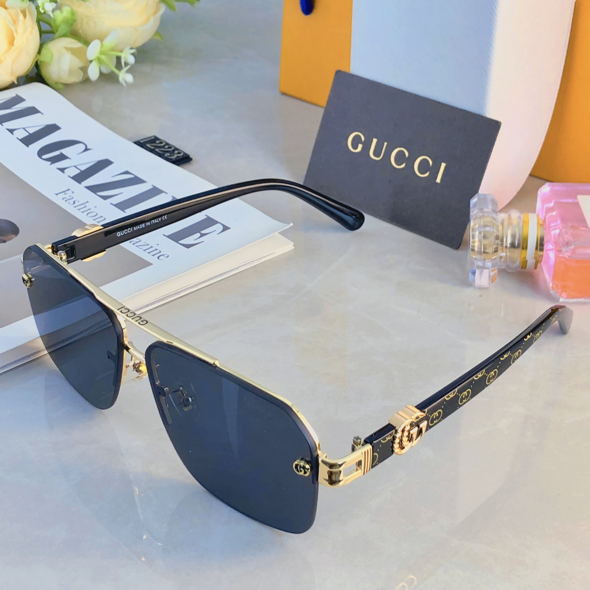 。。Gucc*复古痞帅男士双梁金属墨镜高端商务风格UV400防晒防紫外线太阳镜