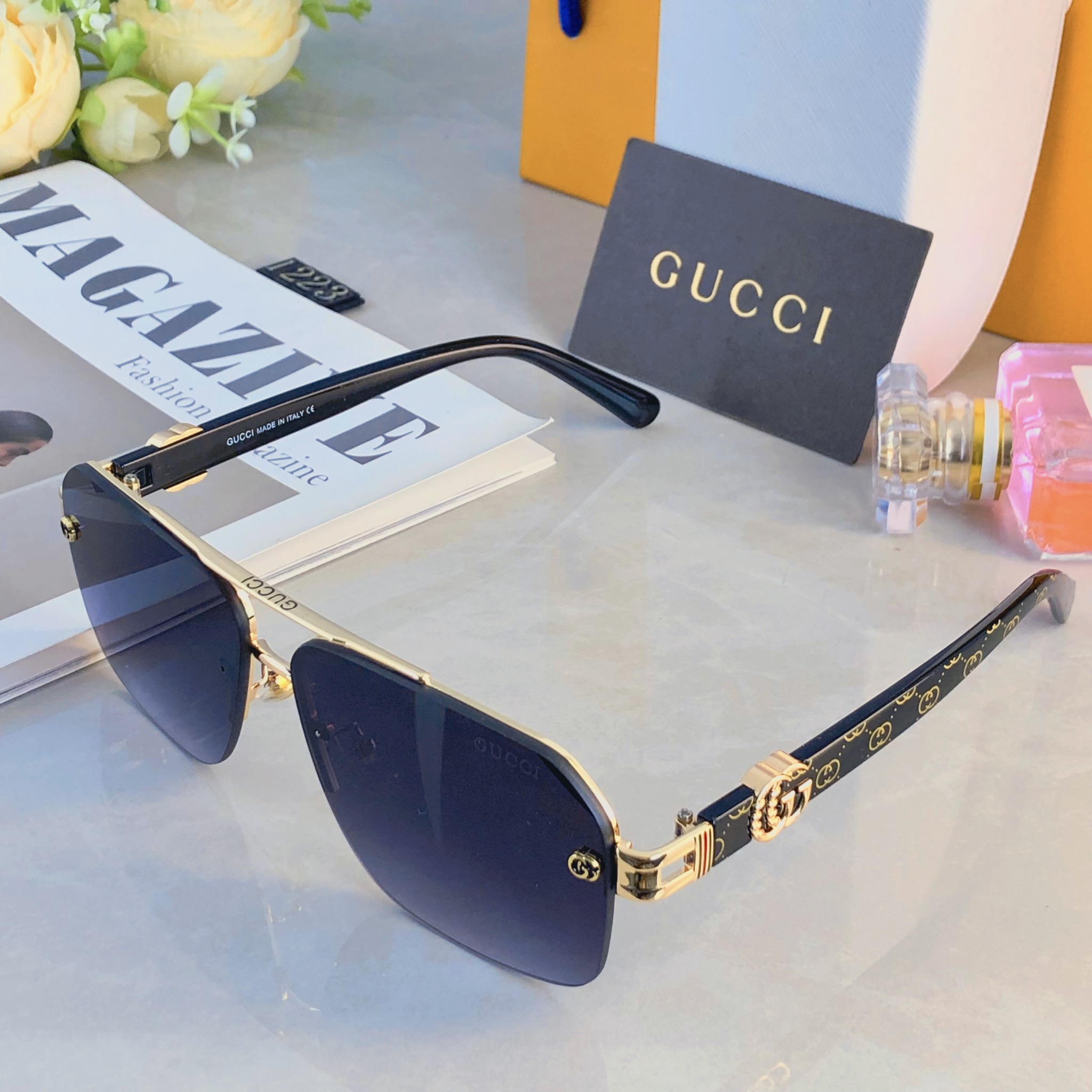 。。Gucc*复古痞帅男士双梁金属墨镜高端商务风格UV400防晒防紫外线太阳镜