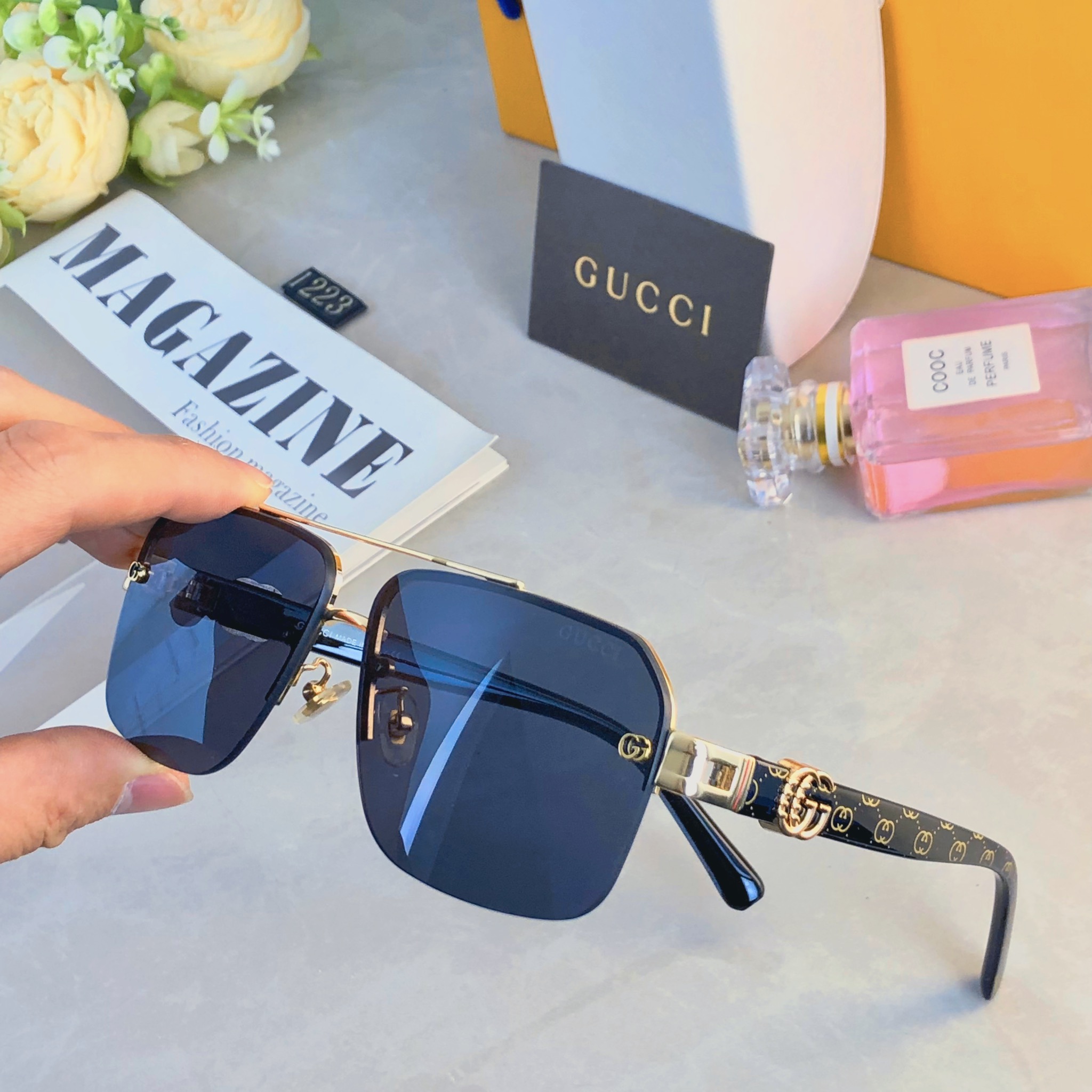 。。Gucc*复古痞帅男士双梁金属墨镜高端商务风格UV400防晒防紫外线太阳镜