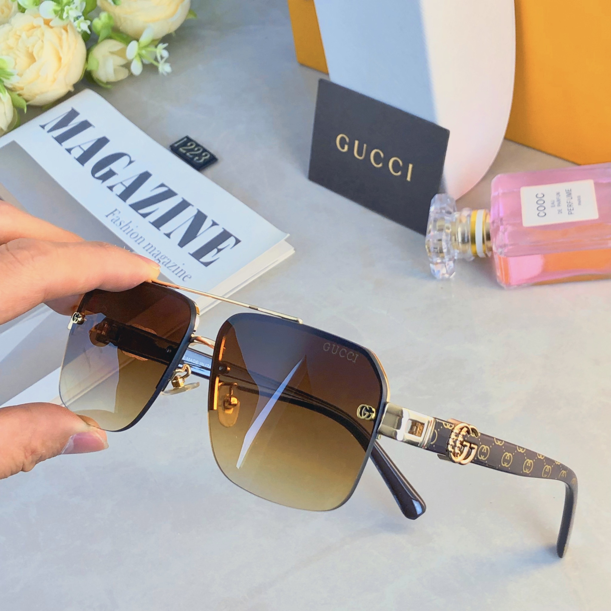 。。Gucc*复古痞帅男士双梁金属墨镜高端商务风格UV400防晒防紫外线太阳镜