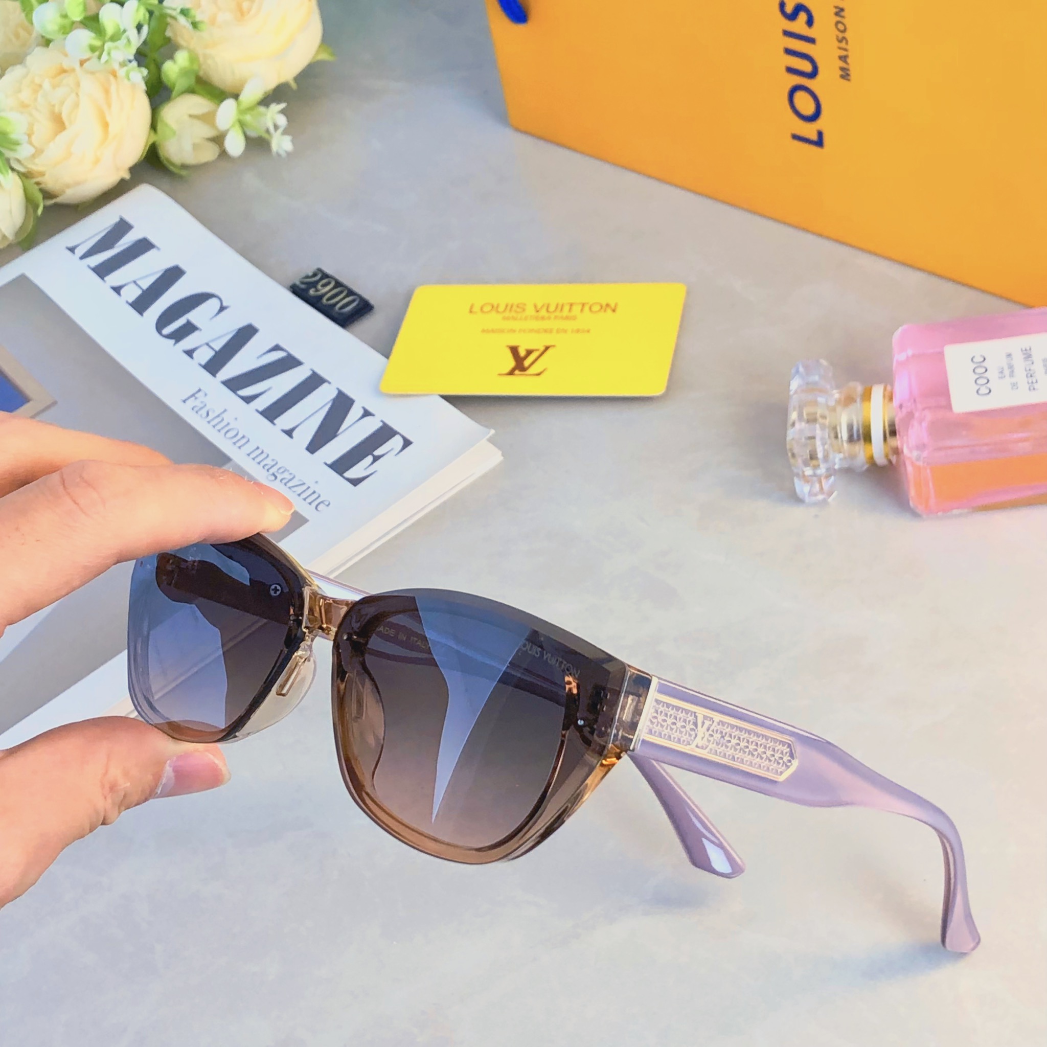 。。Louis vuitto*韩系复古猫眼墨镜女款2026新款高级感显脸小太阳眼镜防紫外线