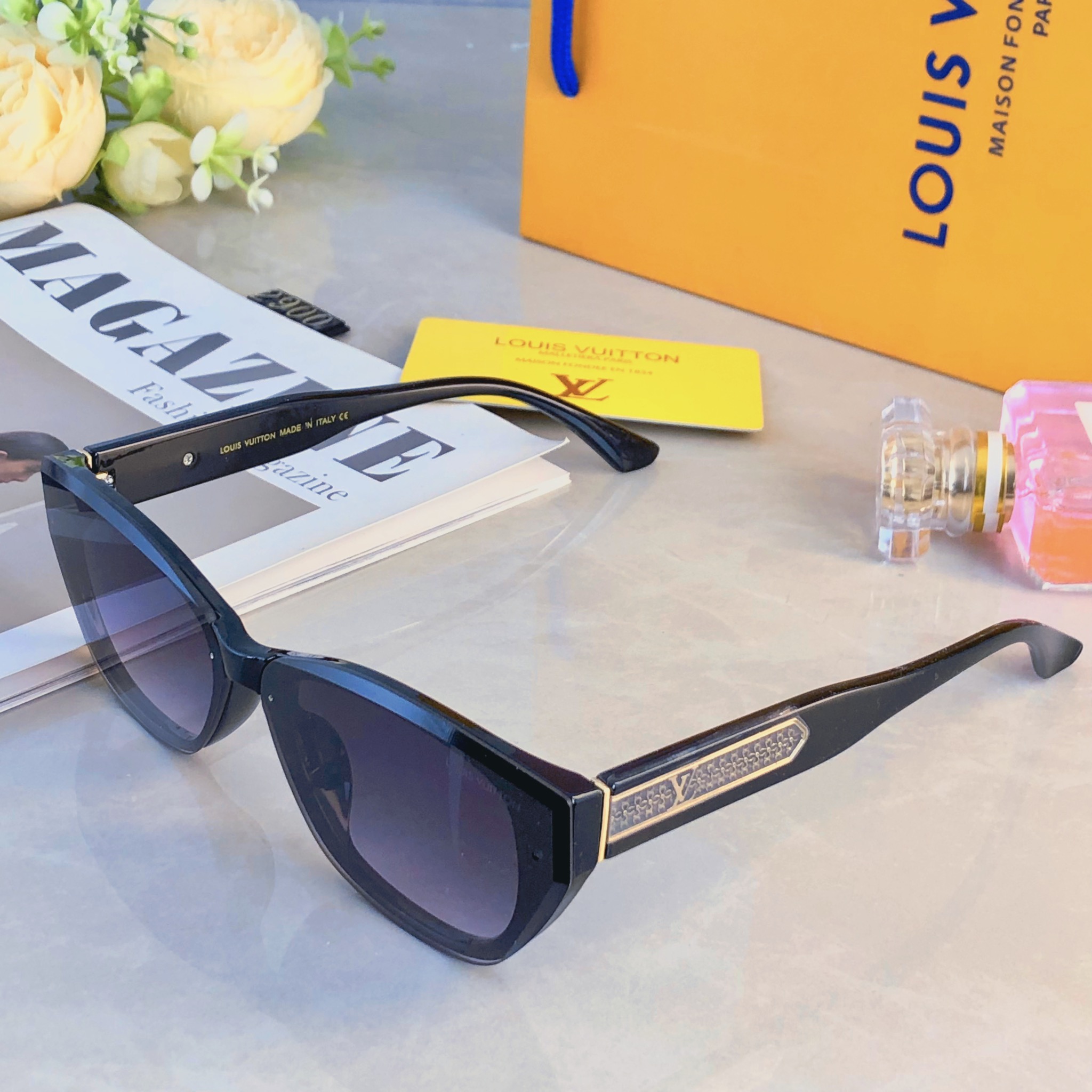 。。Louis vuitto*韩系复古猫眼墨镜女款2026新款高级感显脸小太阳眼镜防紫外线