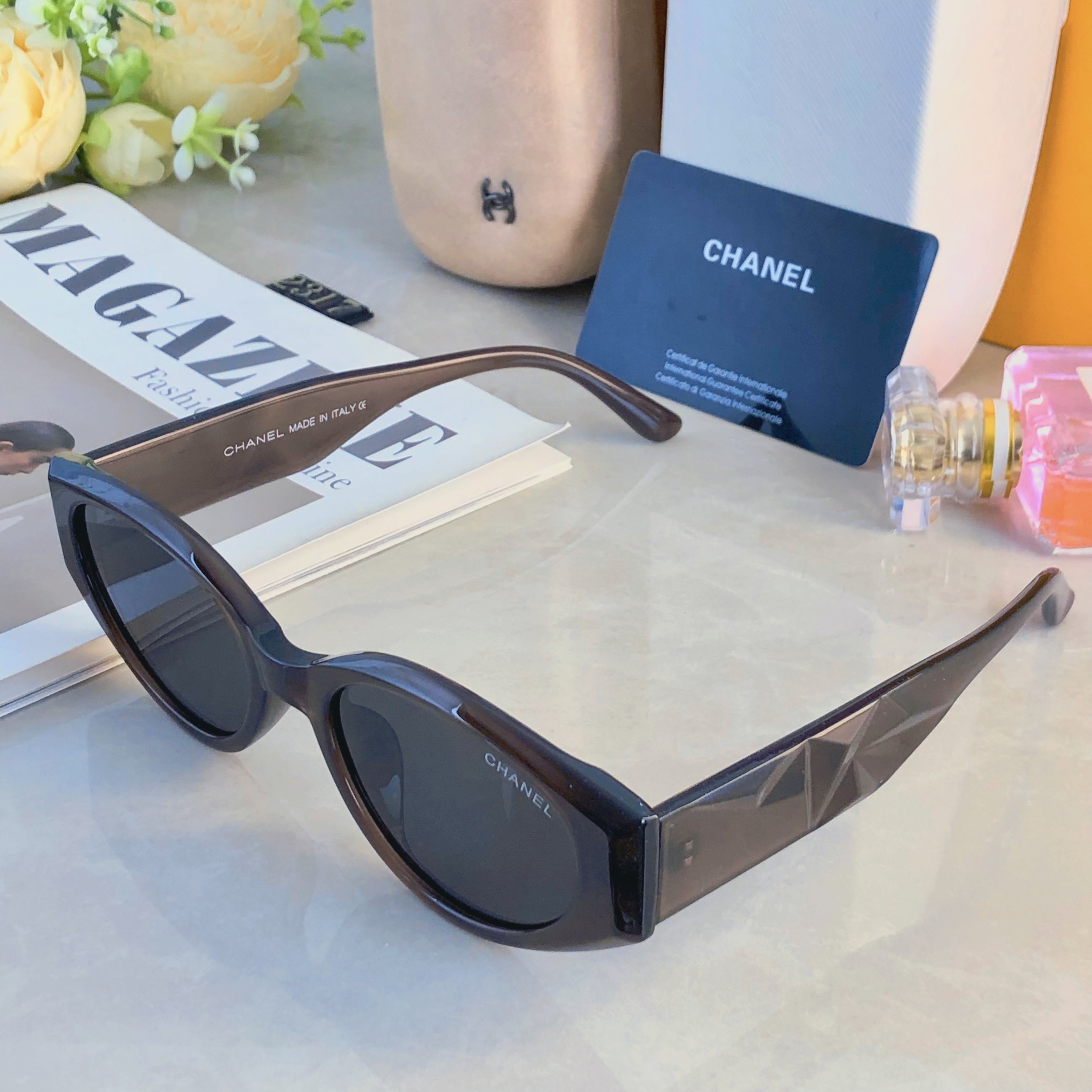 。。Chane*轻奢风钻石切割设计高级感墨镜UV400防紫外线偏光太阳眼镜
