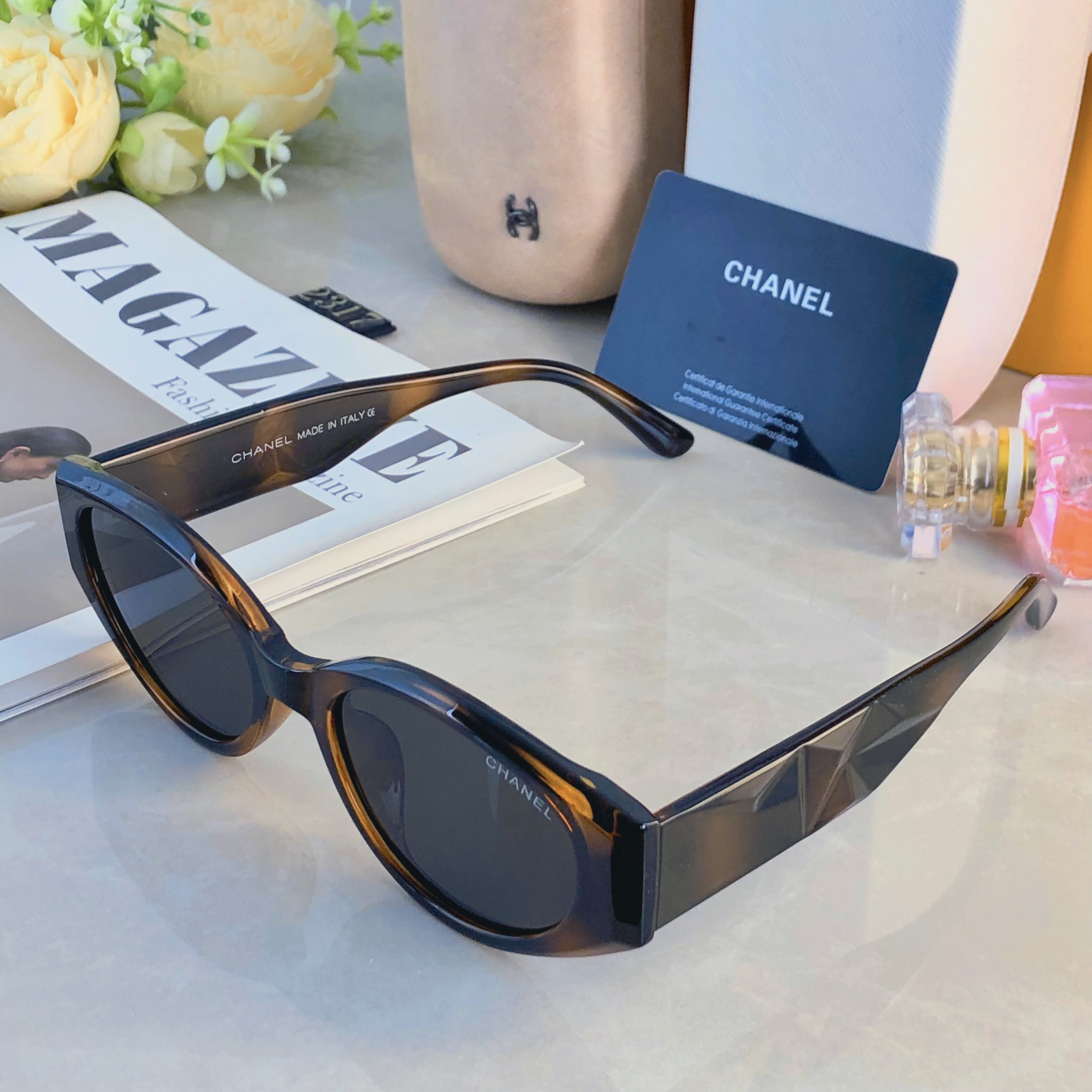 。。Chane*轻奢风钻石切割设计高级感墨镜UV400防紫外线偏光太阳眼镜