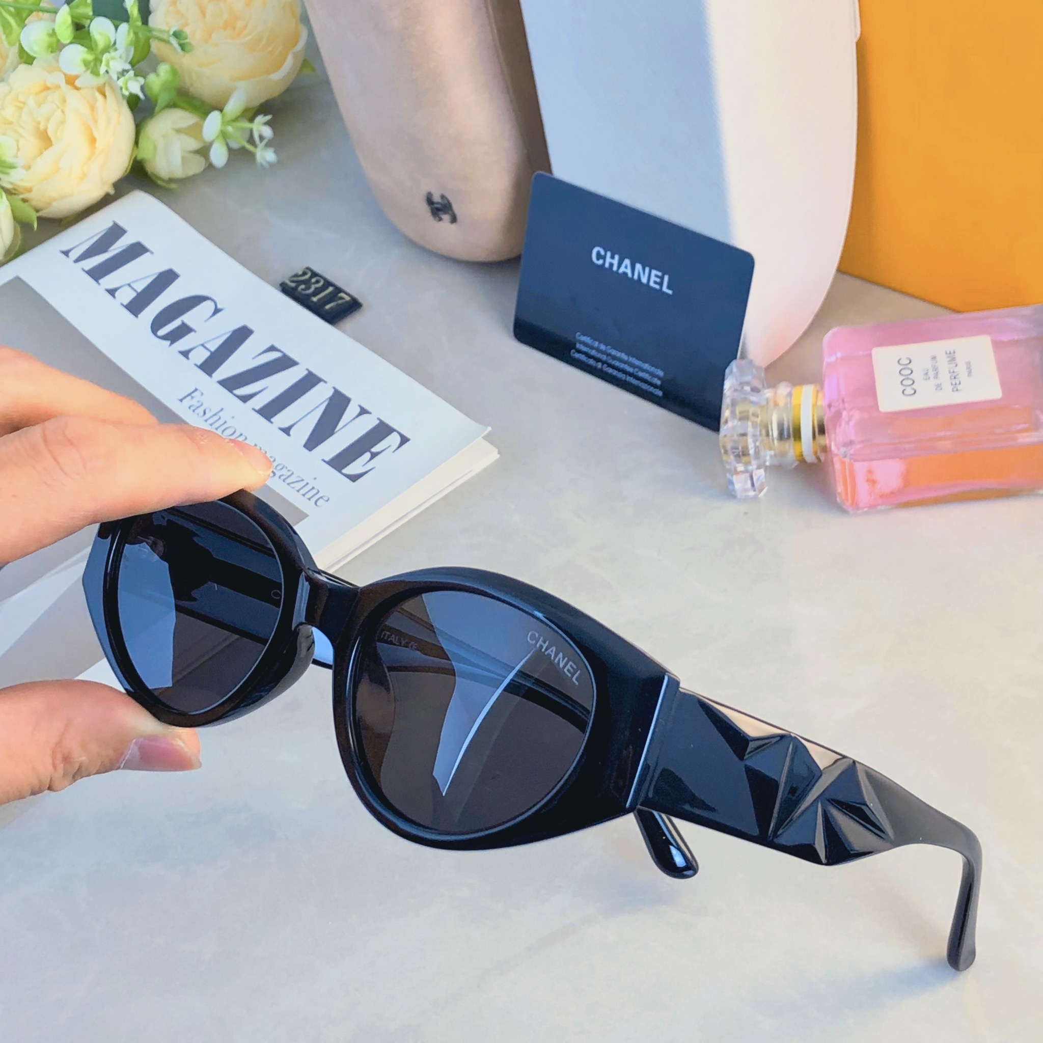 。。Chane*轻奢风钻石切割设计高级感墨镜UV400防紫外线偏光太阳眼镜