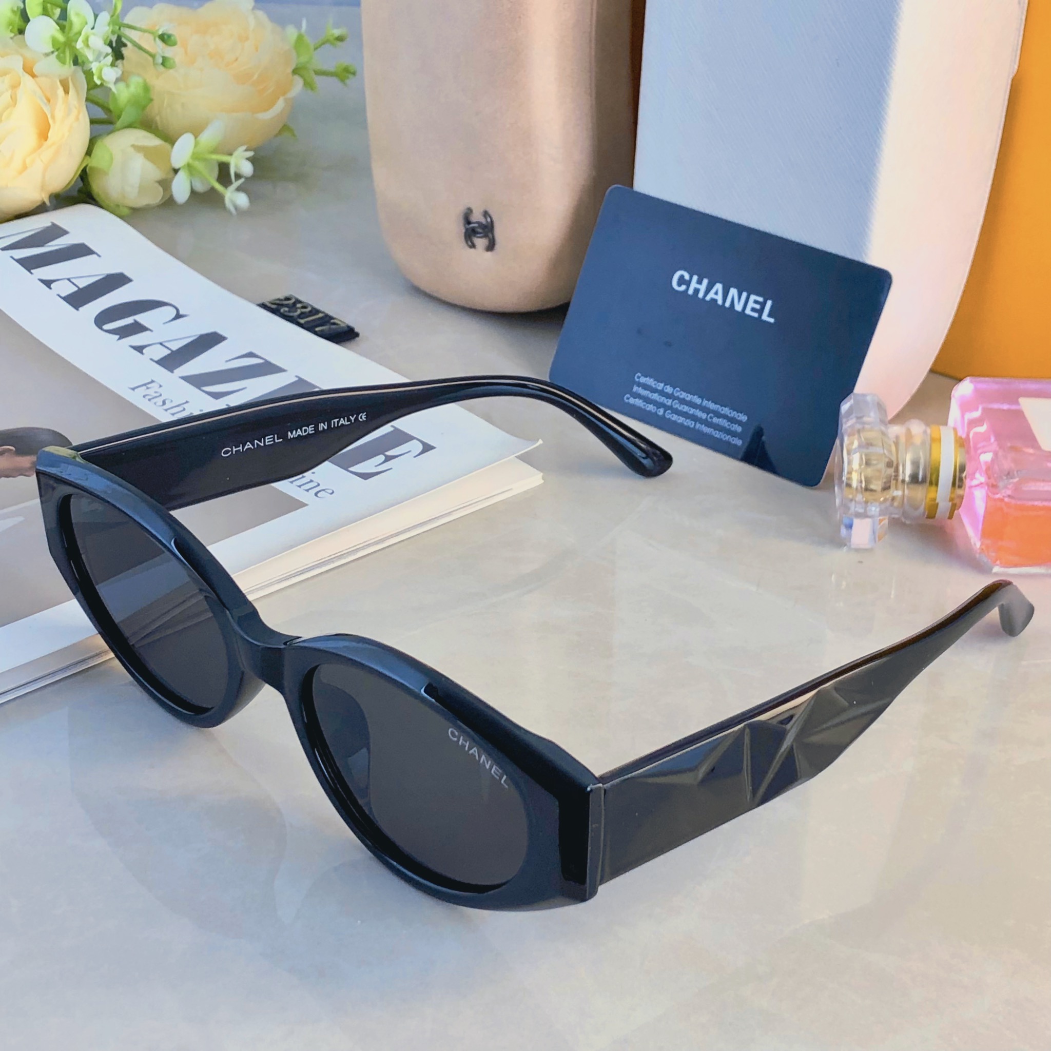 。。Chane*轻奢风钻石切割设计高级感墨镜UV400防紫外线偏光太阳眼镜
