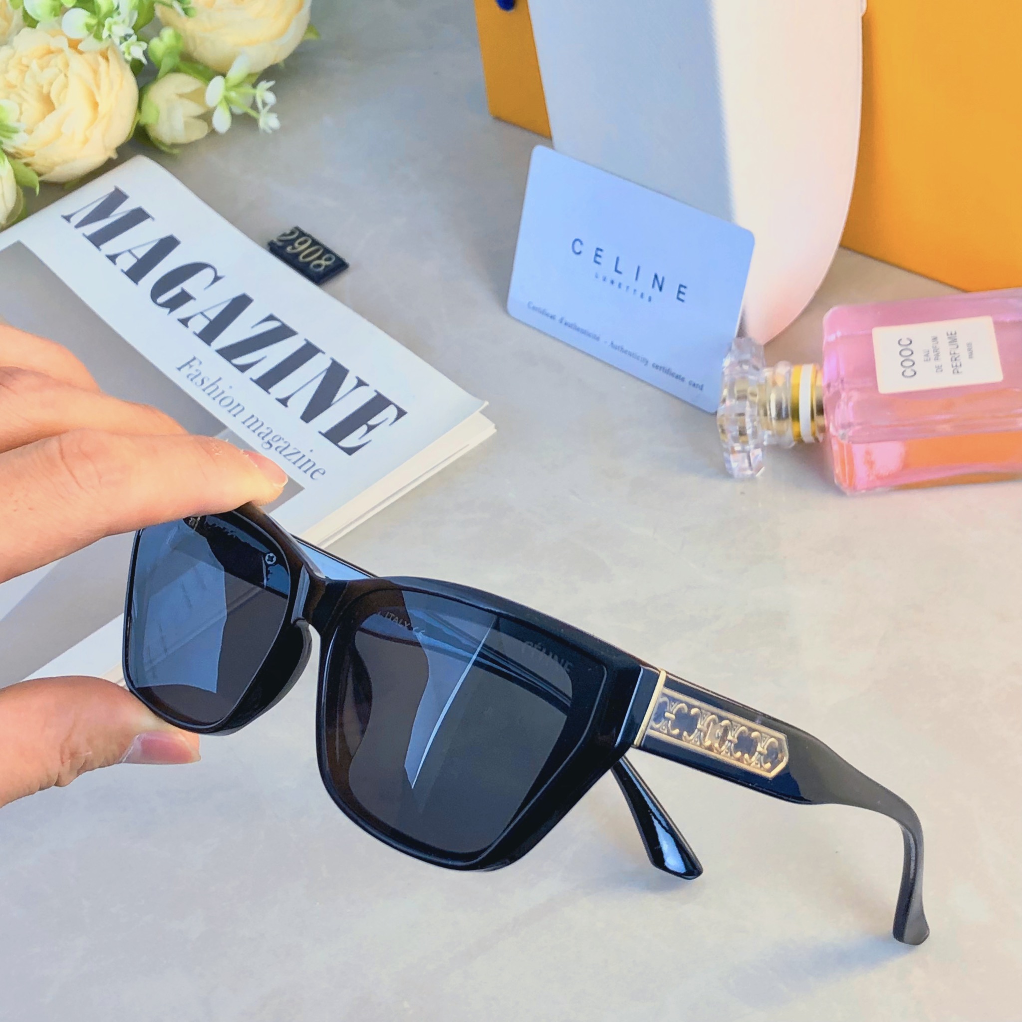 。。Celin*复古方形时尚潮流太阳镜高品质新款个性街拍女士墨镜