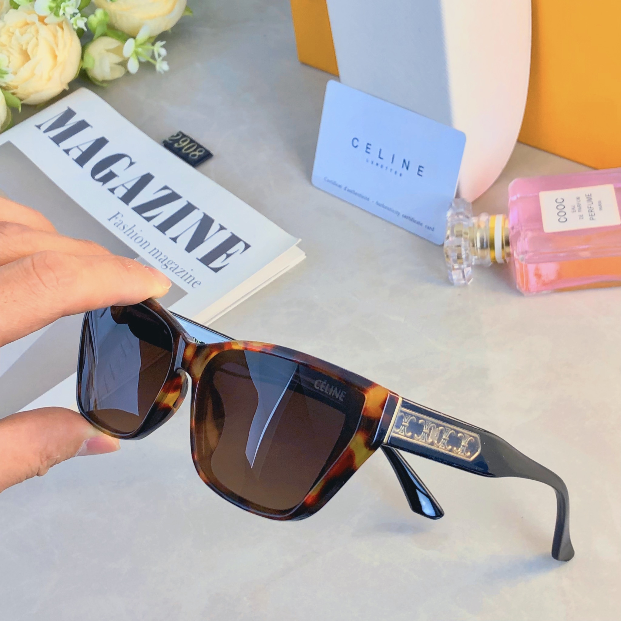 。。Celin*复古方形时尚潮流太阳镜高品质新款个性街拍女士墨镜