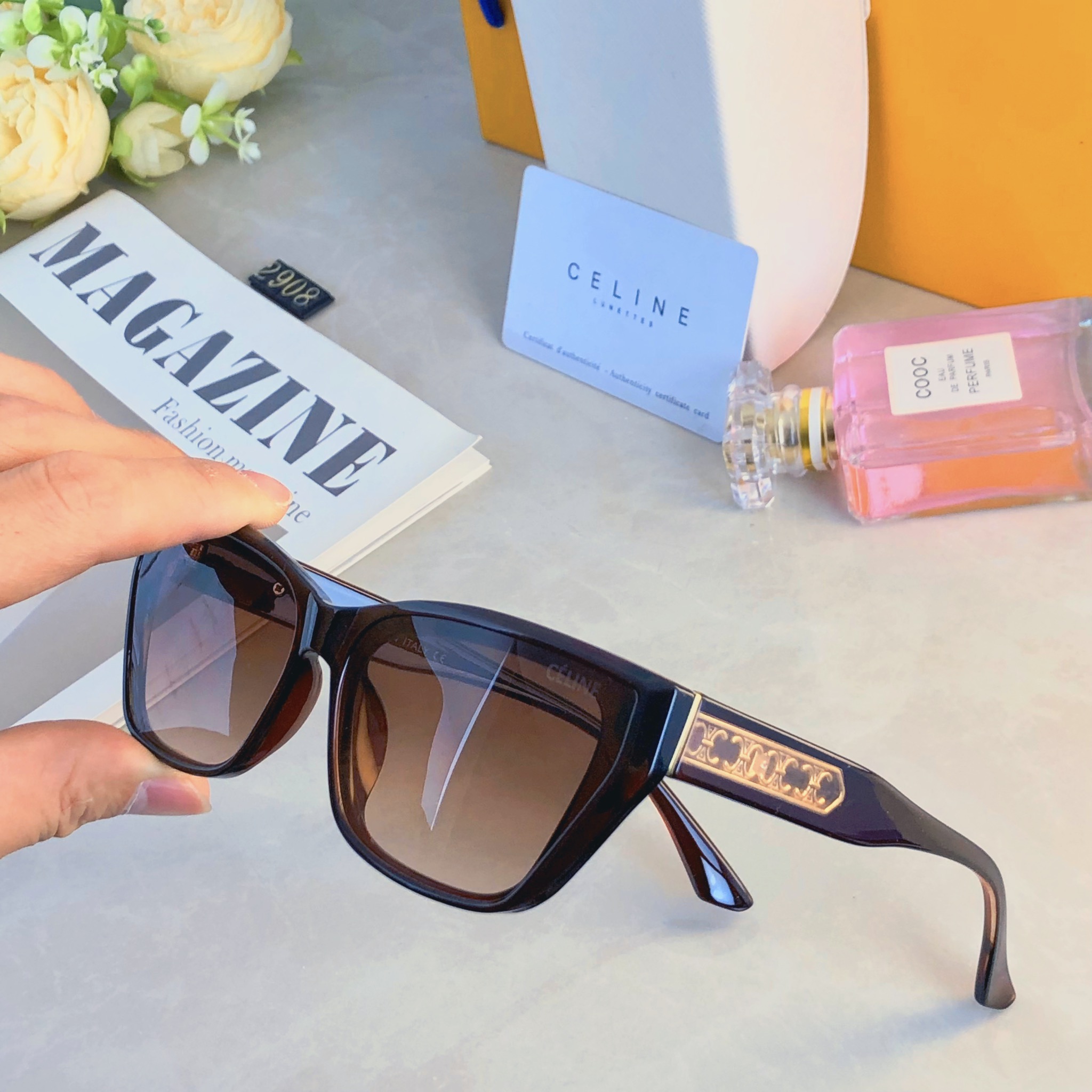 。。Celin*复古方形时尚潮流太阳镜高品质新款个性街拍女士墨镜