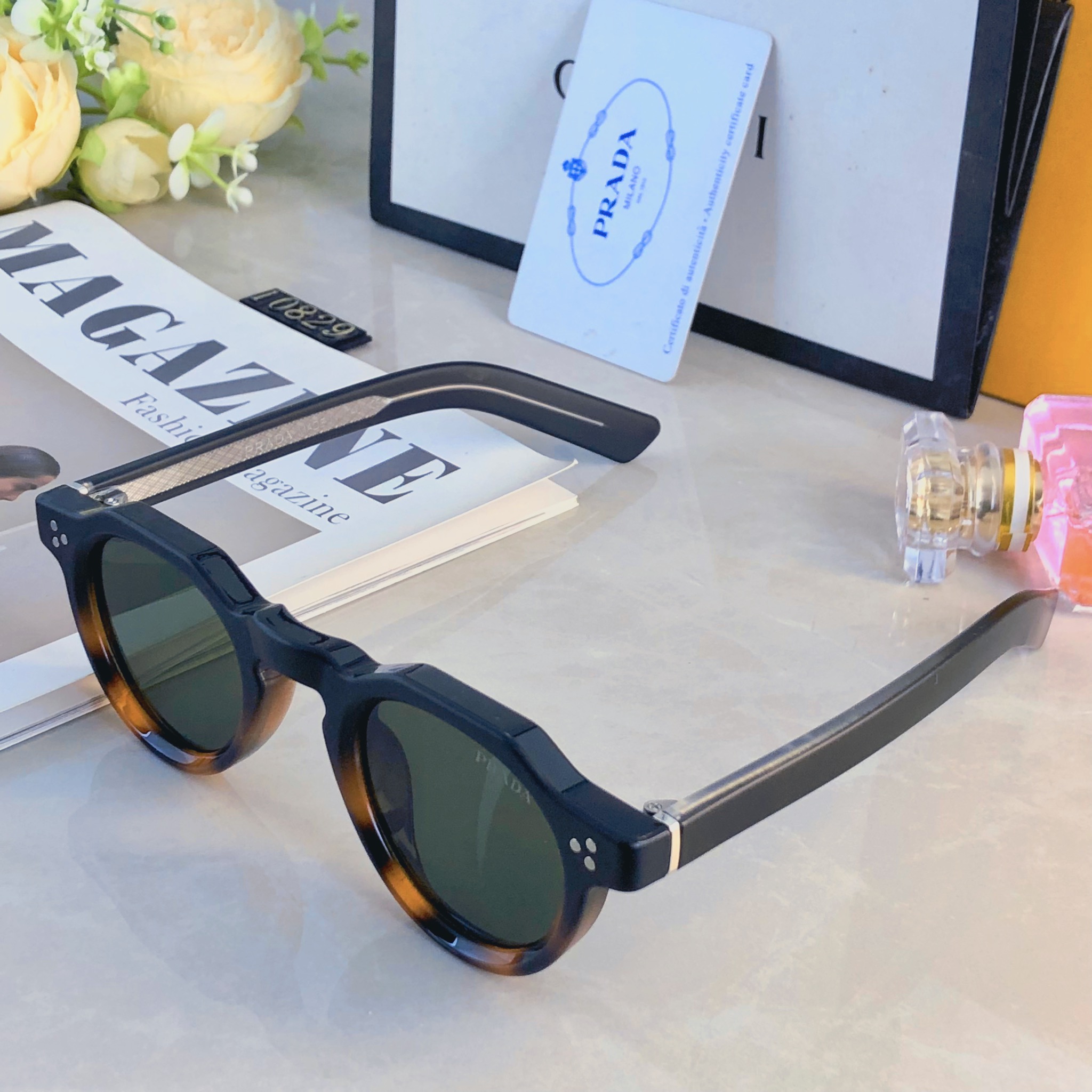 。。Prad*日系复古多边形眼镜休闲眼镜防紫外线太阳眼镜欧美墨镜