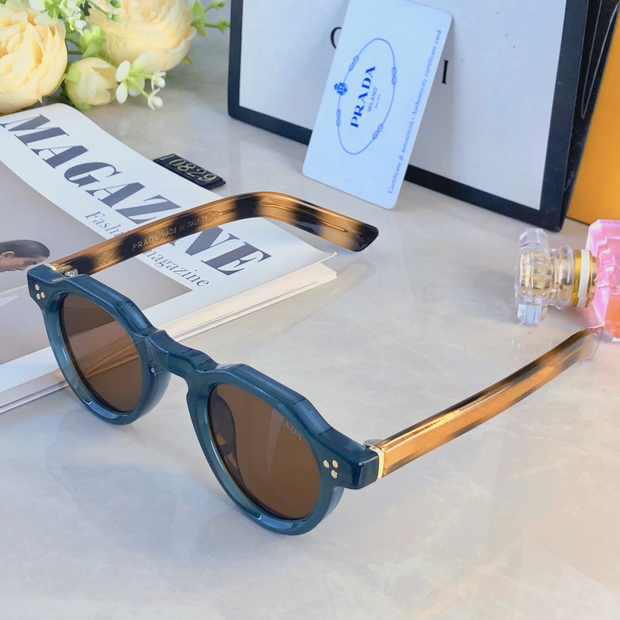 。。Prad*日系复古多边形眼镜休闲眼镜防紫外线太阳眼镜欧美墨镜