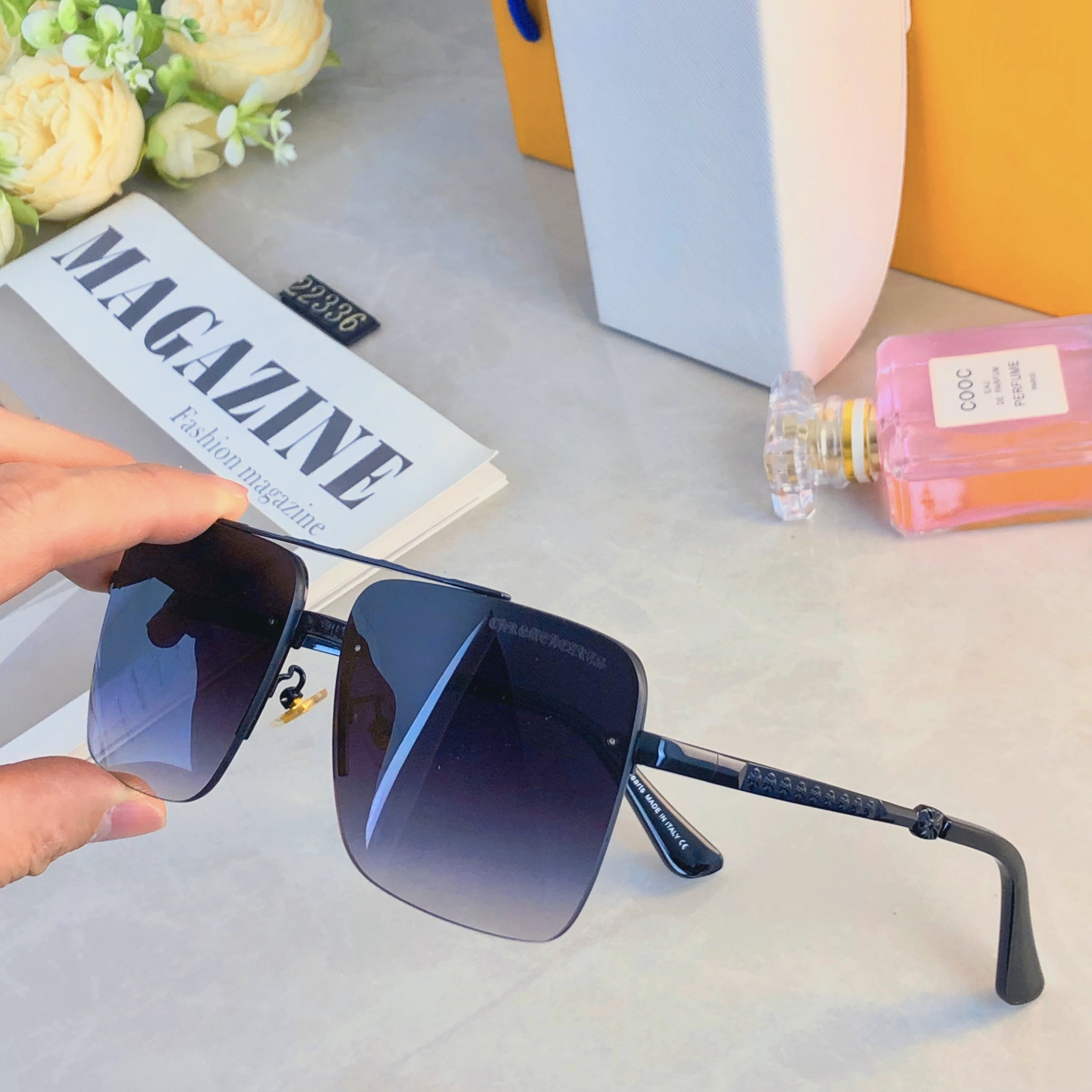 。。克罗心2026年新款金属框架墨镜男复古街拍凹造型防紫外线太阳镜