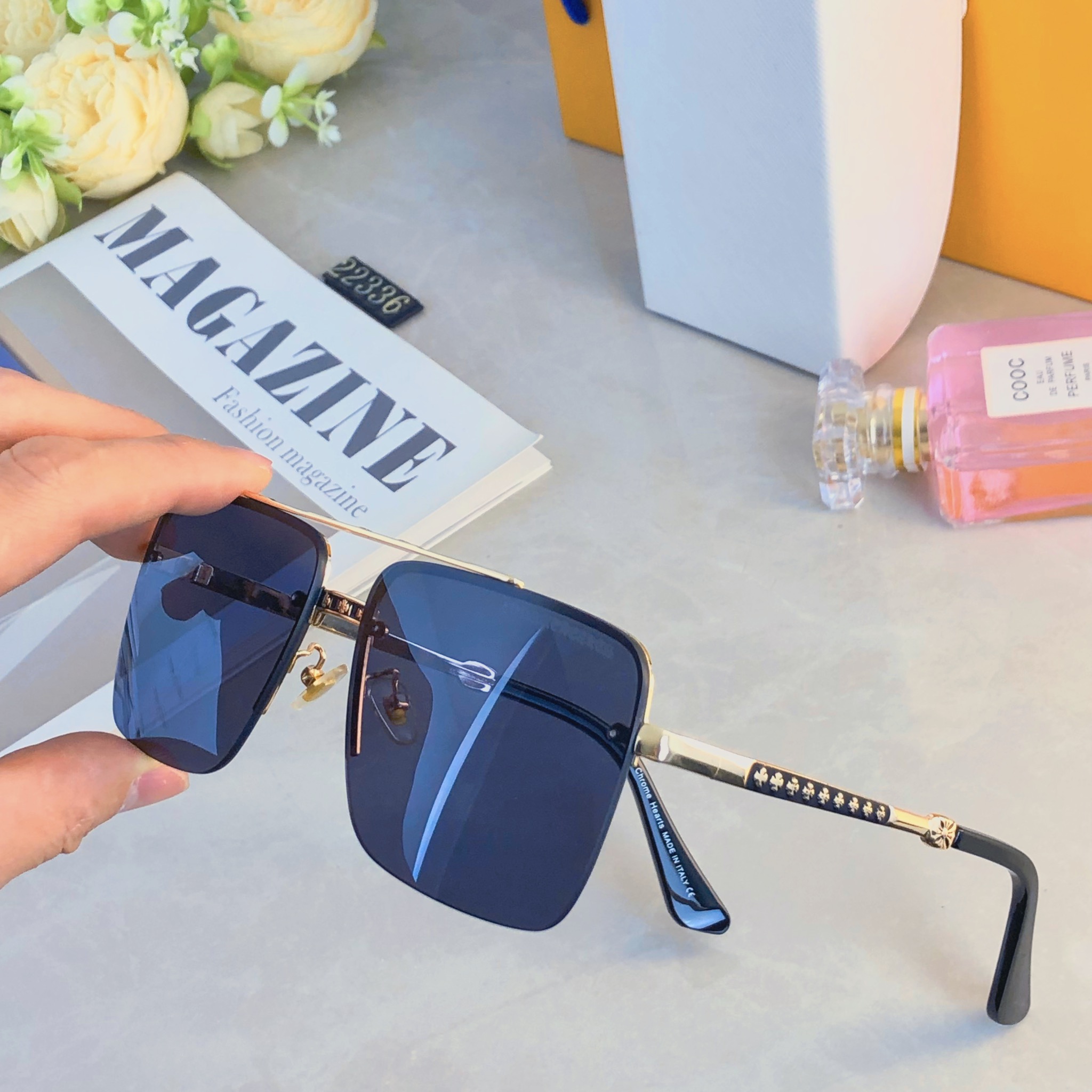 。。克罗心2026年新款金属框架墨镜男复古街拍凹造型防紫外线太阳镜