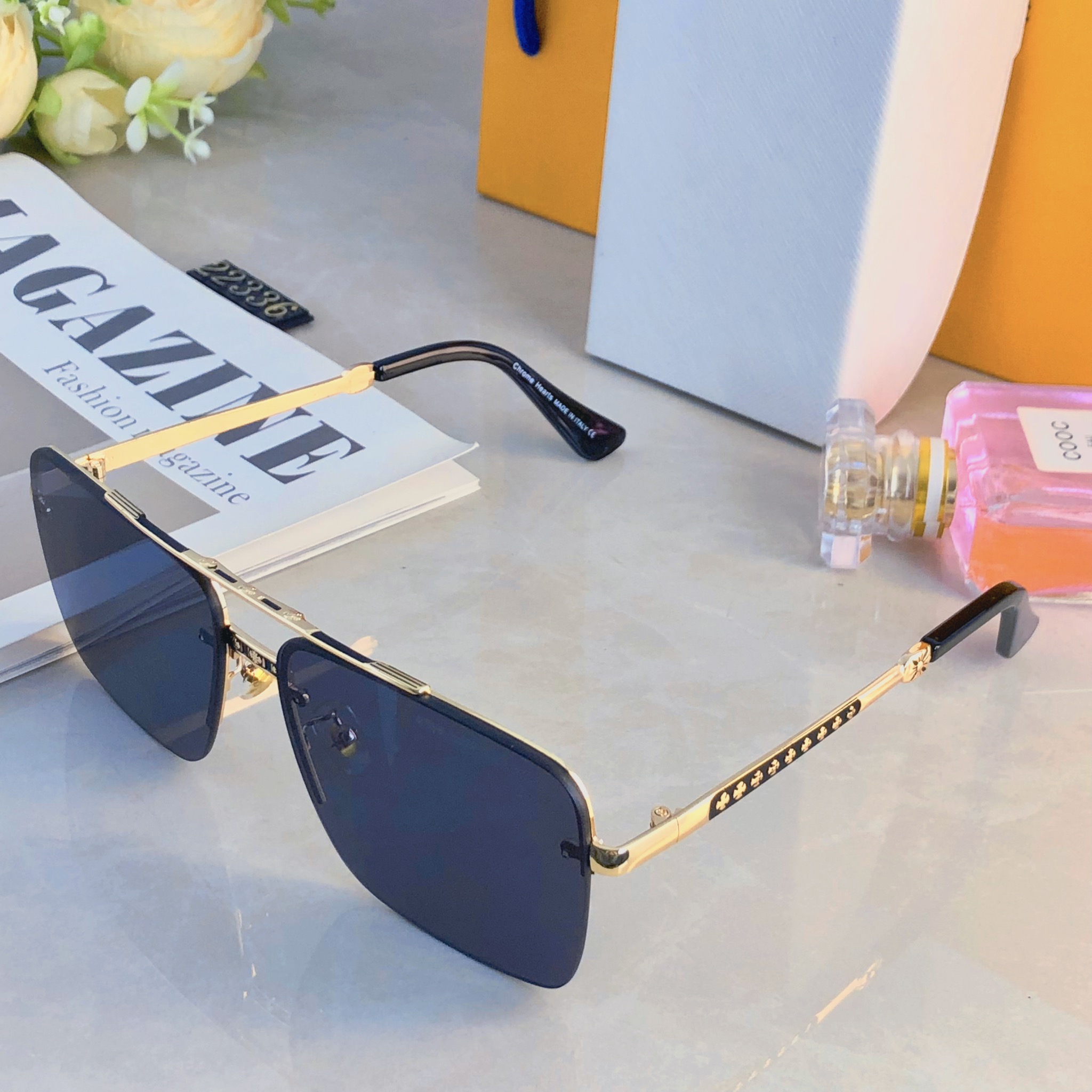 。。克罗心2026年新款金属框架墨镜男复古街拍凹造型防紫外线太阳镜