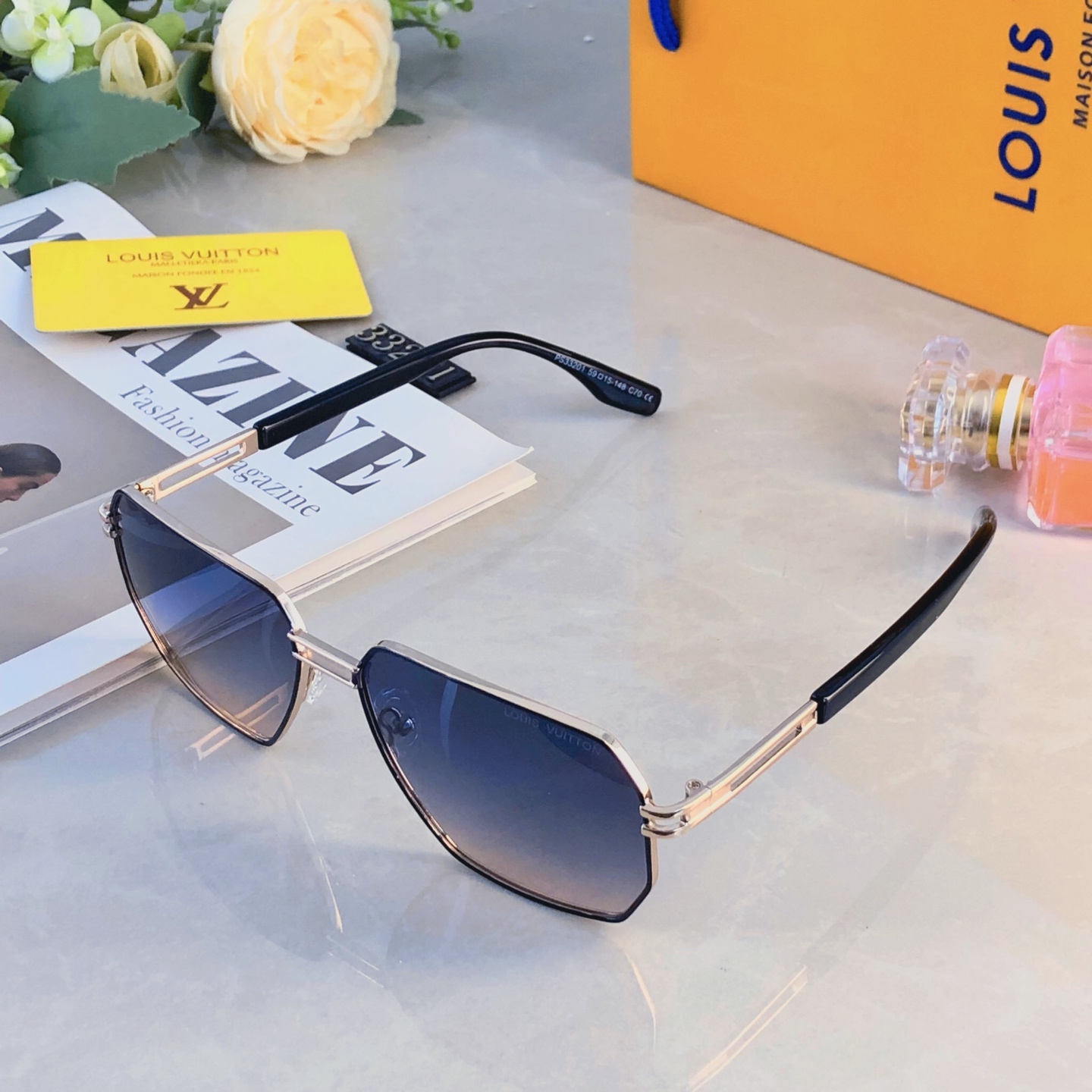 。。Louis vuitto*欧美时尚金属多边形个性复古高级太阳镜跨境户外驾驶墨镜