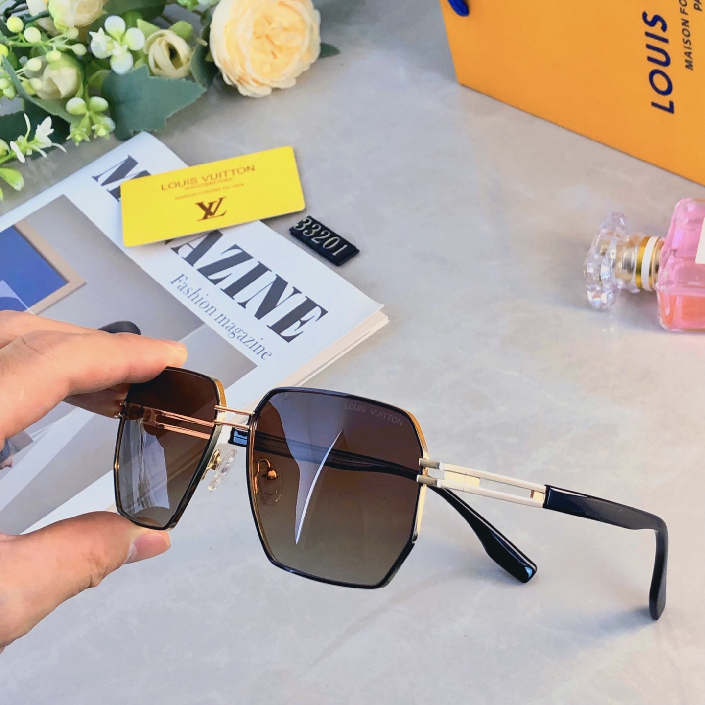 。。Louis vuitto*欧美时尚金属多边形个性复古高级太阳镜跨境户外驾驶墨镜