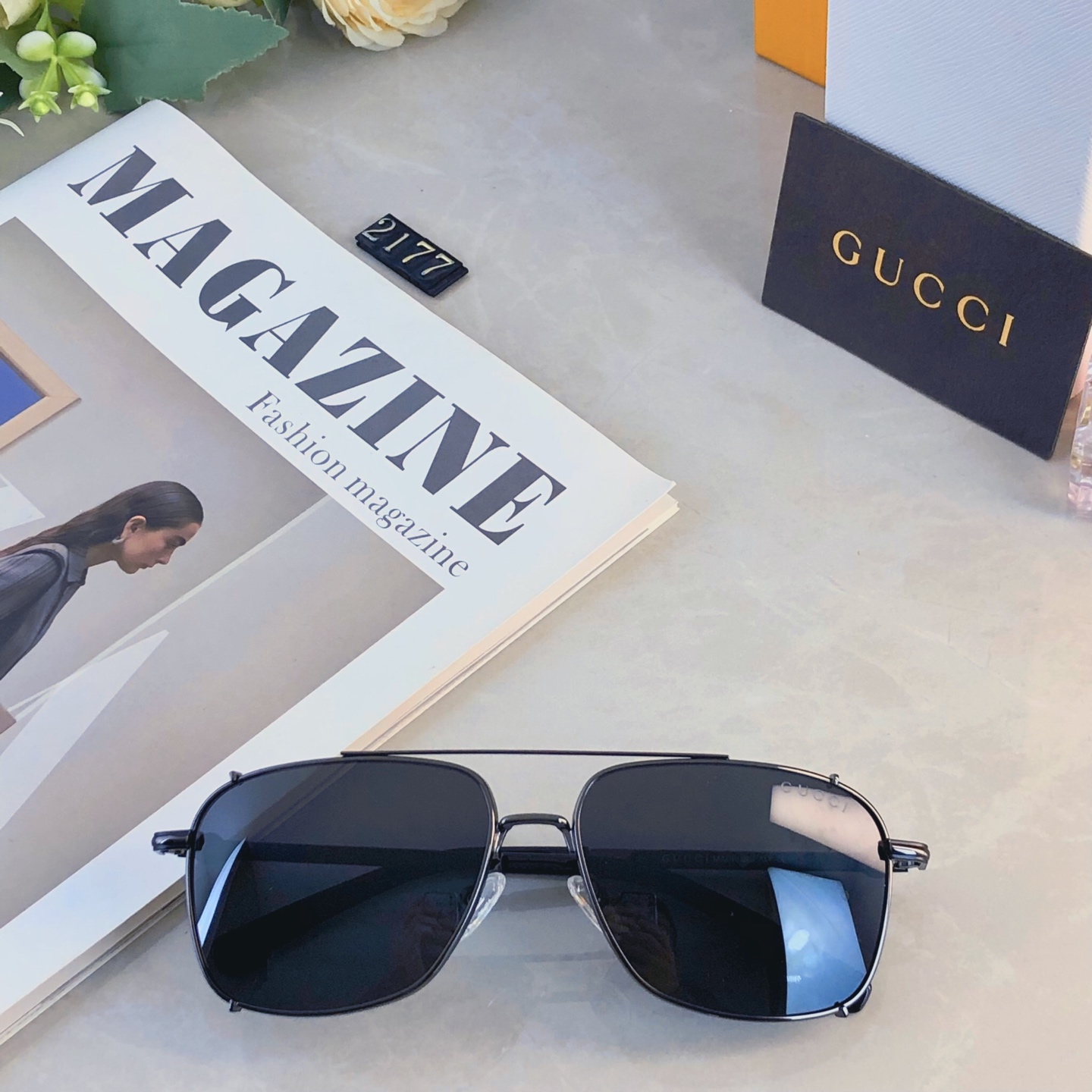 。。Gucc*高级偏光墨镜男女新潮超轻金属双梁框开车太阳镜