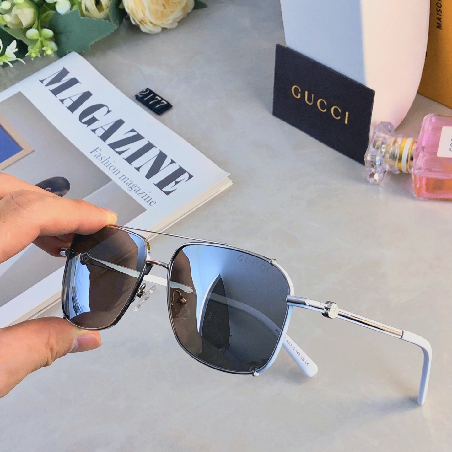 。。Gucc*高级偏光墨镜男女新潮超轻金属双梁框开车太阳镜