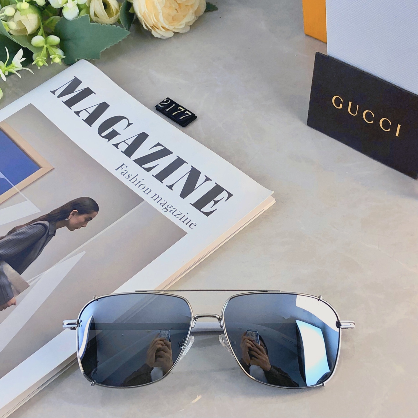 。。Gucc*高级偏光墨镜男女新潮超轻金属双梁框开车太阳镜