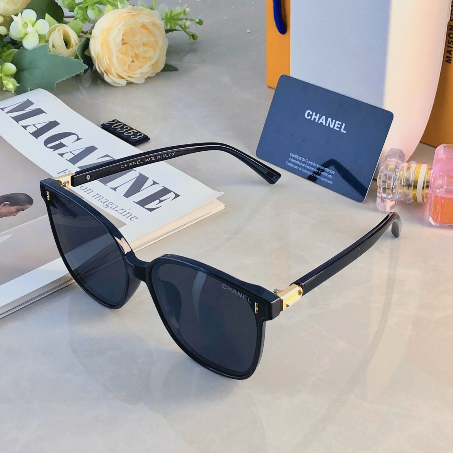 。。Chane*墨镜女款2026新款气质高级感圆脸显瘦防晒开车遮阳大方框太阳眼镜