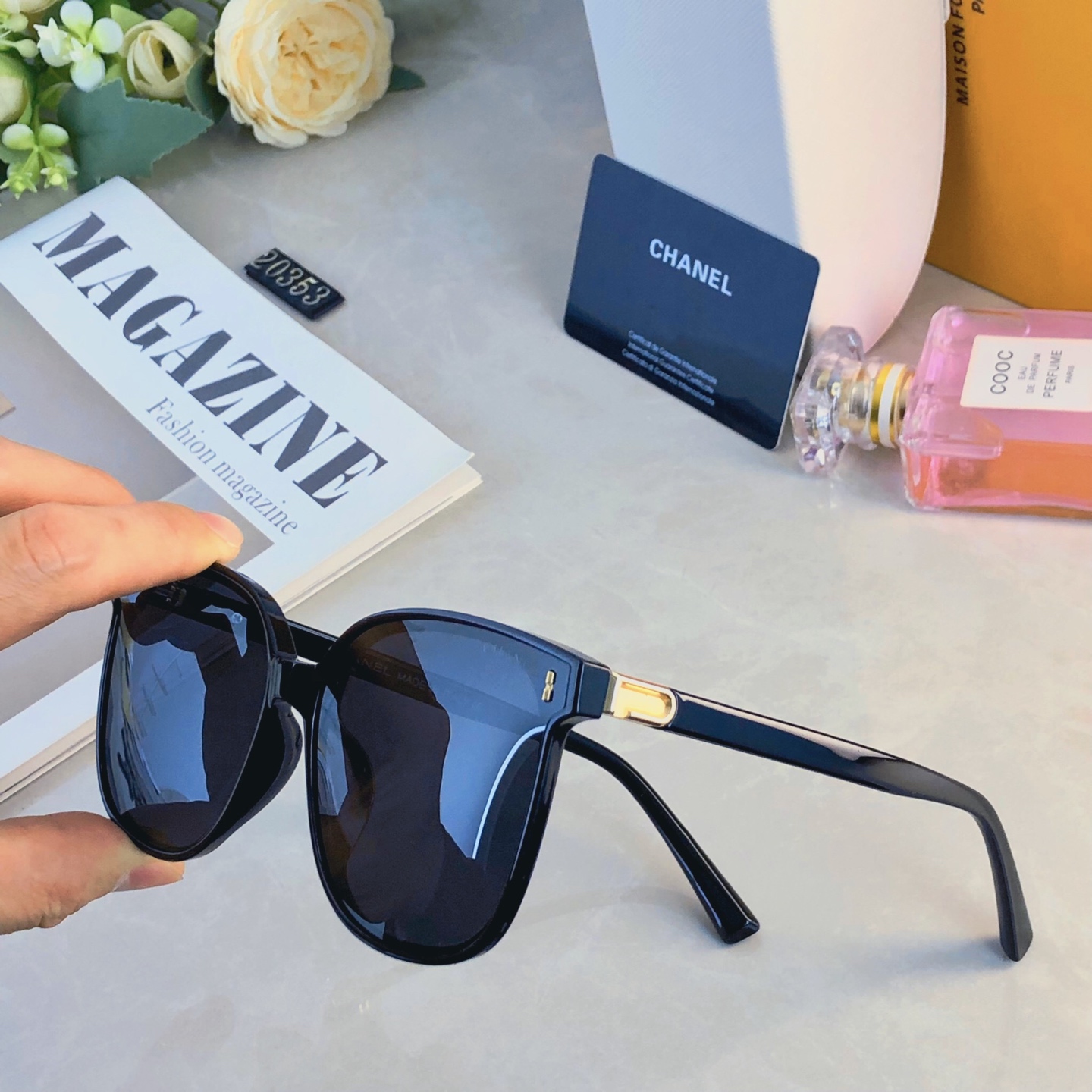 。。Chane*墨镜女款2026新款气质高级感圆脸显瘦防晒开车遮阳大方框太阳眼镜