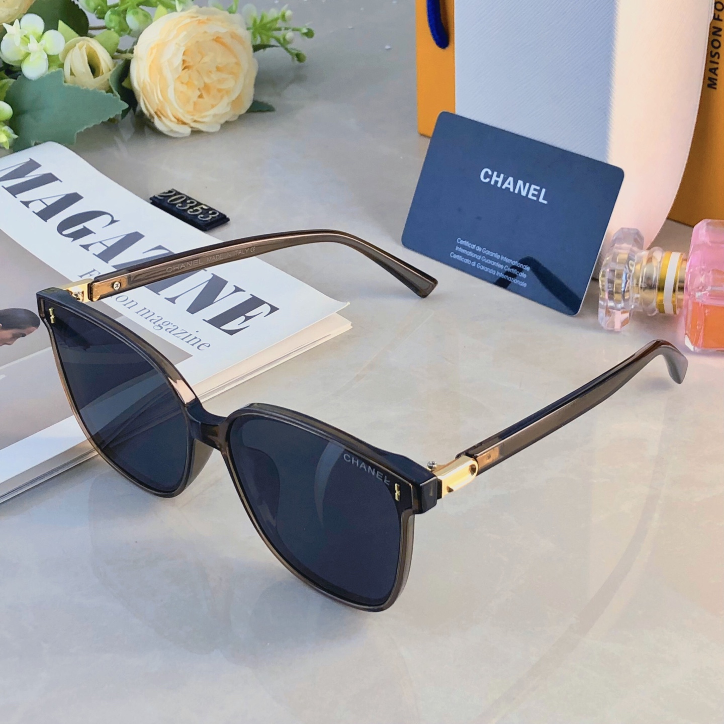 。。Chane*墨镜女款2026新款气质高级感圆脸显瘦防晒开车遮阳大方框太阳眼镜