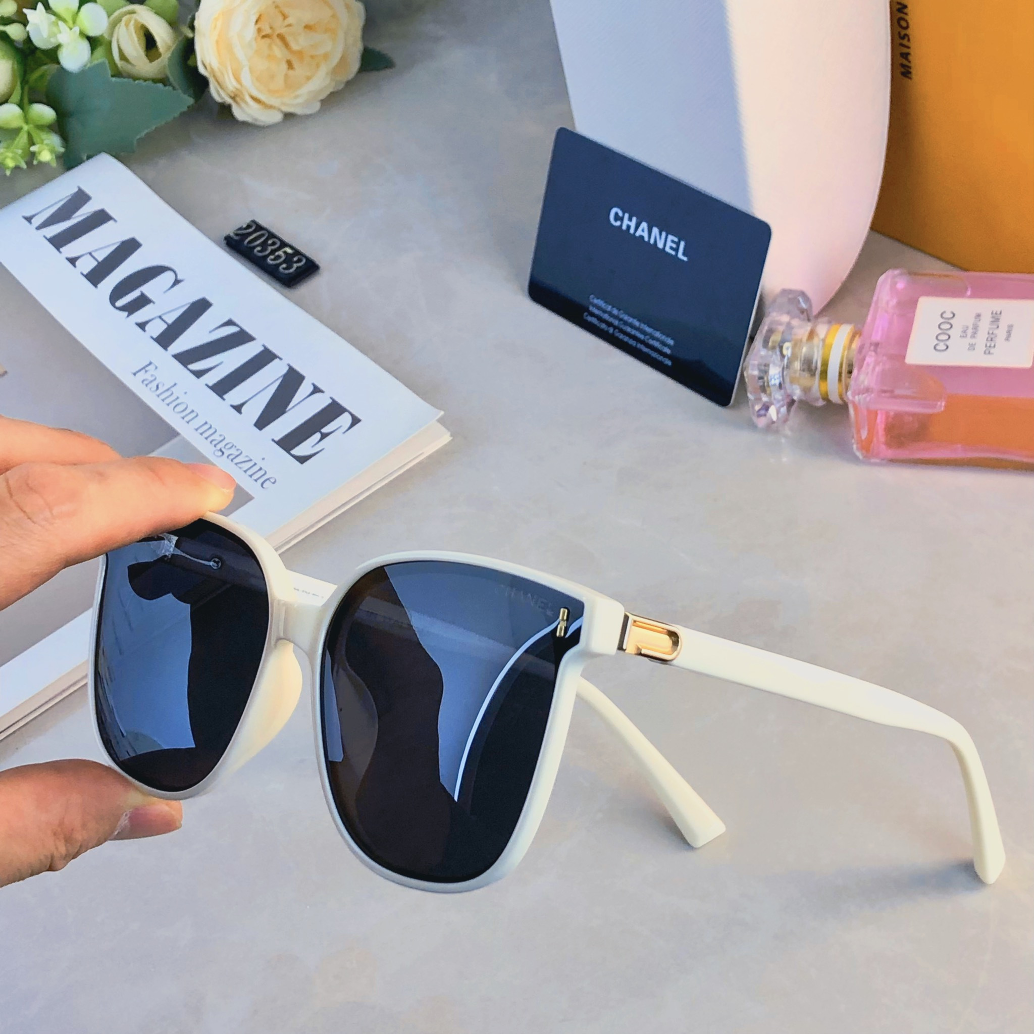 。。Chane*墨镜女款2026新款气质高级感圆脸显瘦防晒开车遮阳大方框太阳眼镜