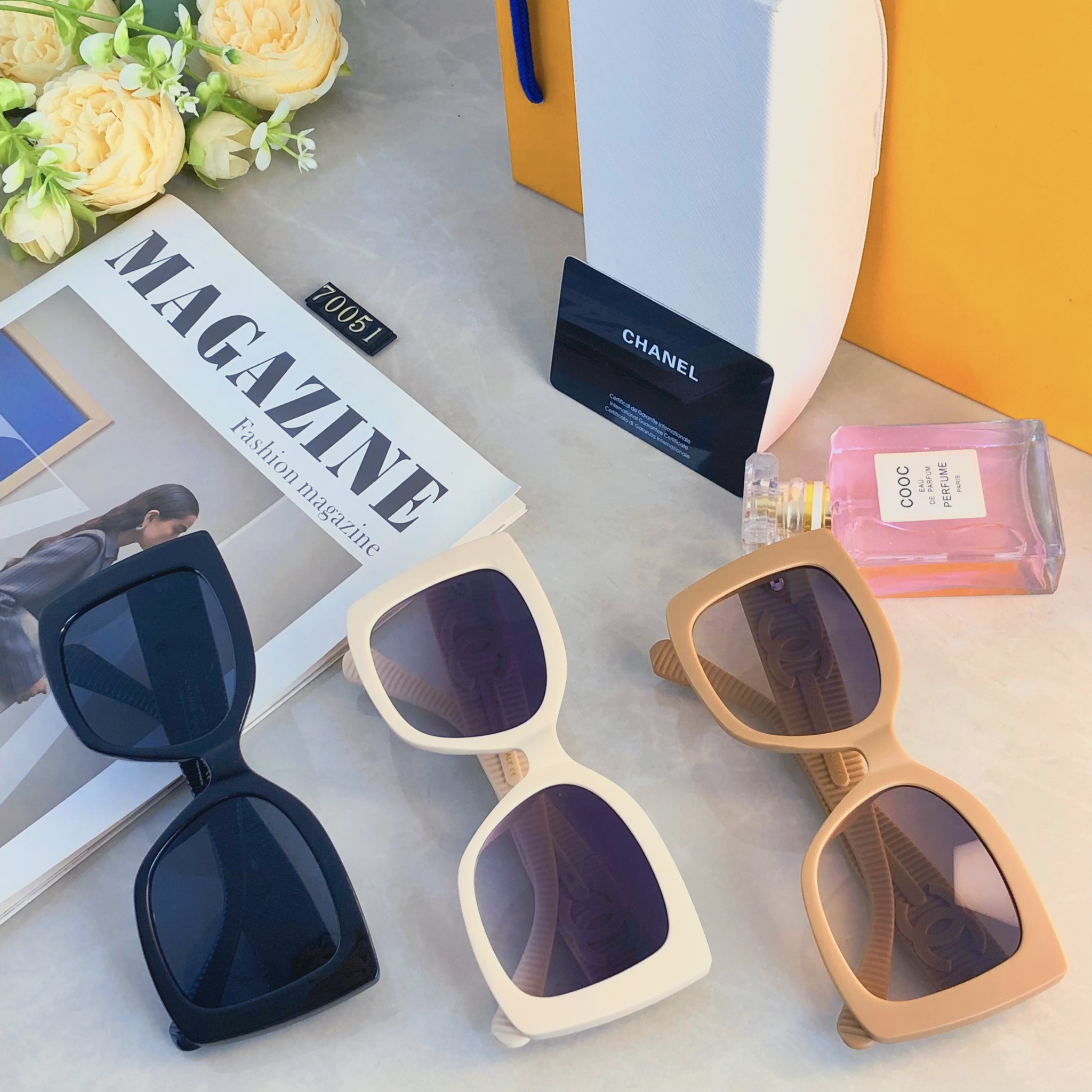 。。Chane*高级感墨镜女款复古方框时髦太阳镜凹造型网红时尚遮阳